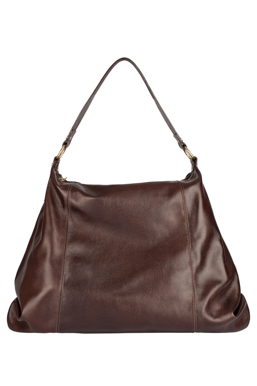 Bolsa saco grande de couro liso Cris - Café