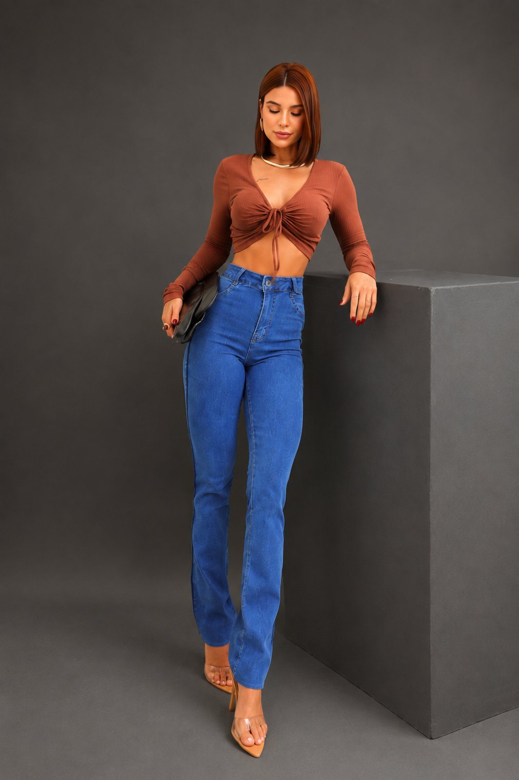 Calça Flare Feminina Jeans Cintura Alta Modeladora Premium