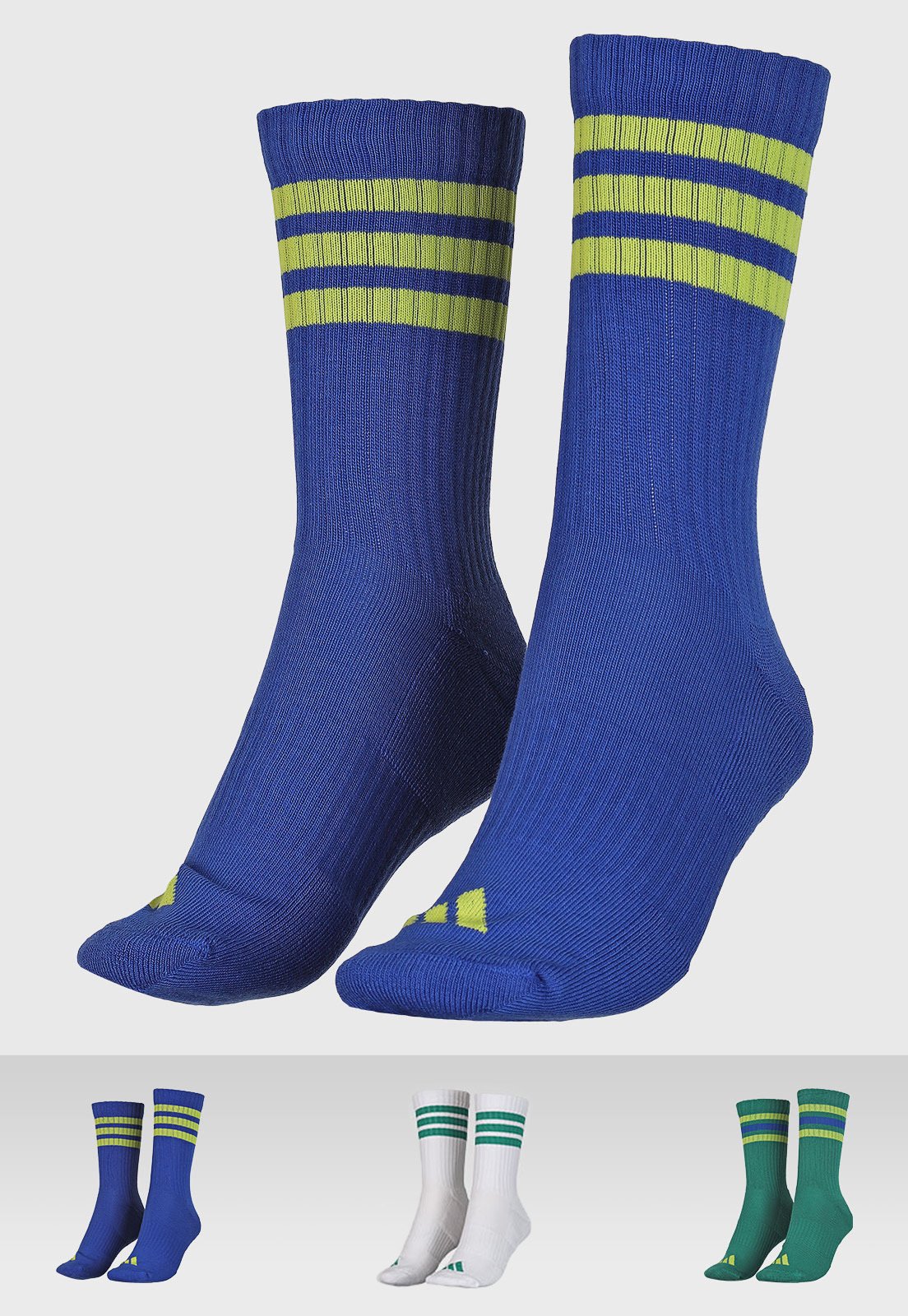 Vista 2 Kit 3 Pares de Meias Unissex Adidas Performance 3S ESS azul adidas performance azul