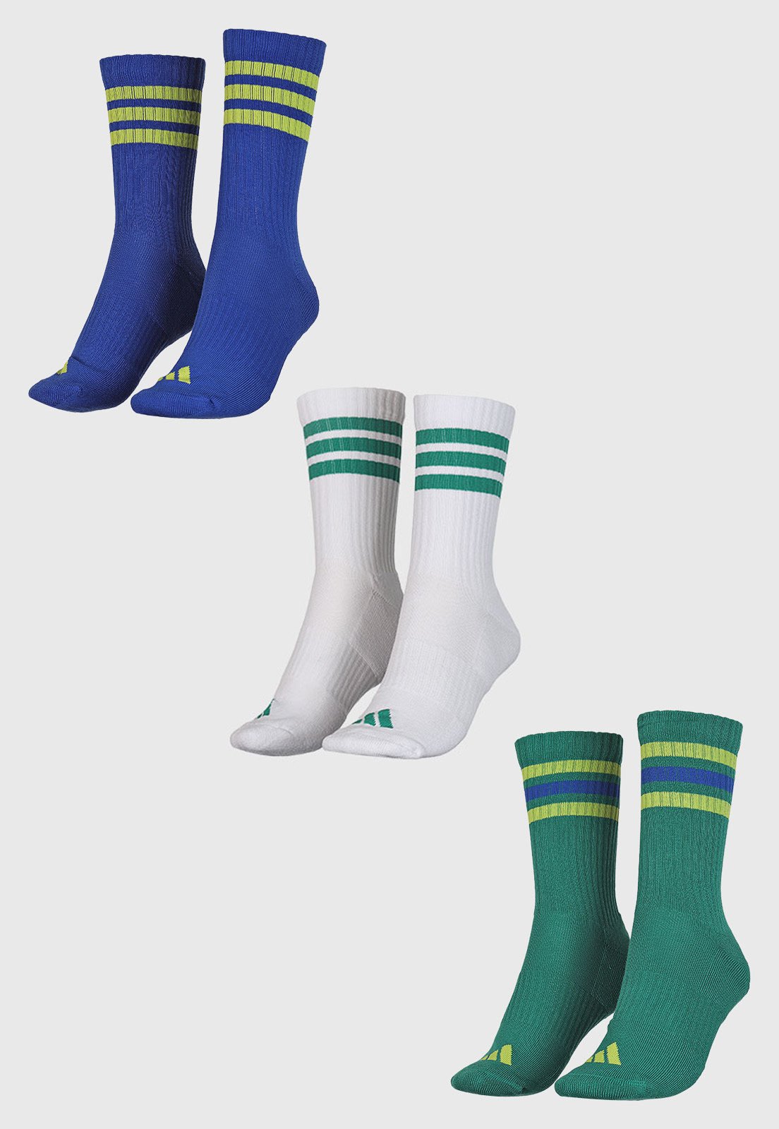 Vista 3 Kit 3 Pares de Meias Unissex Adidas Performance 3S ESS azul adidas performance azul
