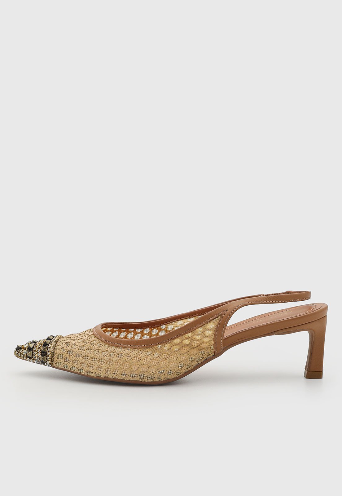 Scarpin Feminino Santa Lolla Couro Salto Baixo Bege