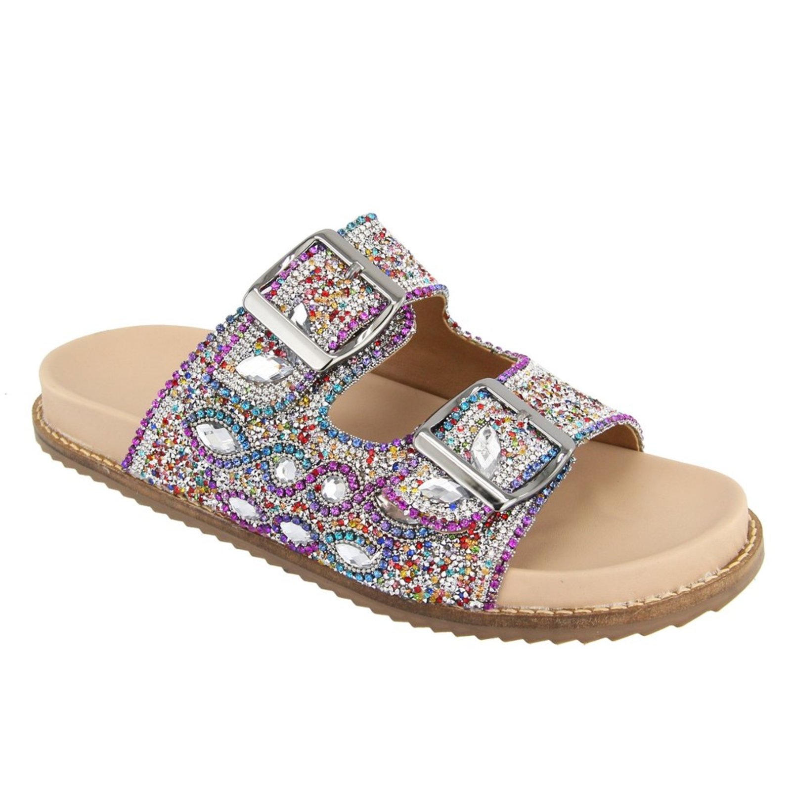 Sandalia Papete Ratseira Strass Pedraria Brilho Cristais Lançamento Multicolor
