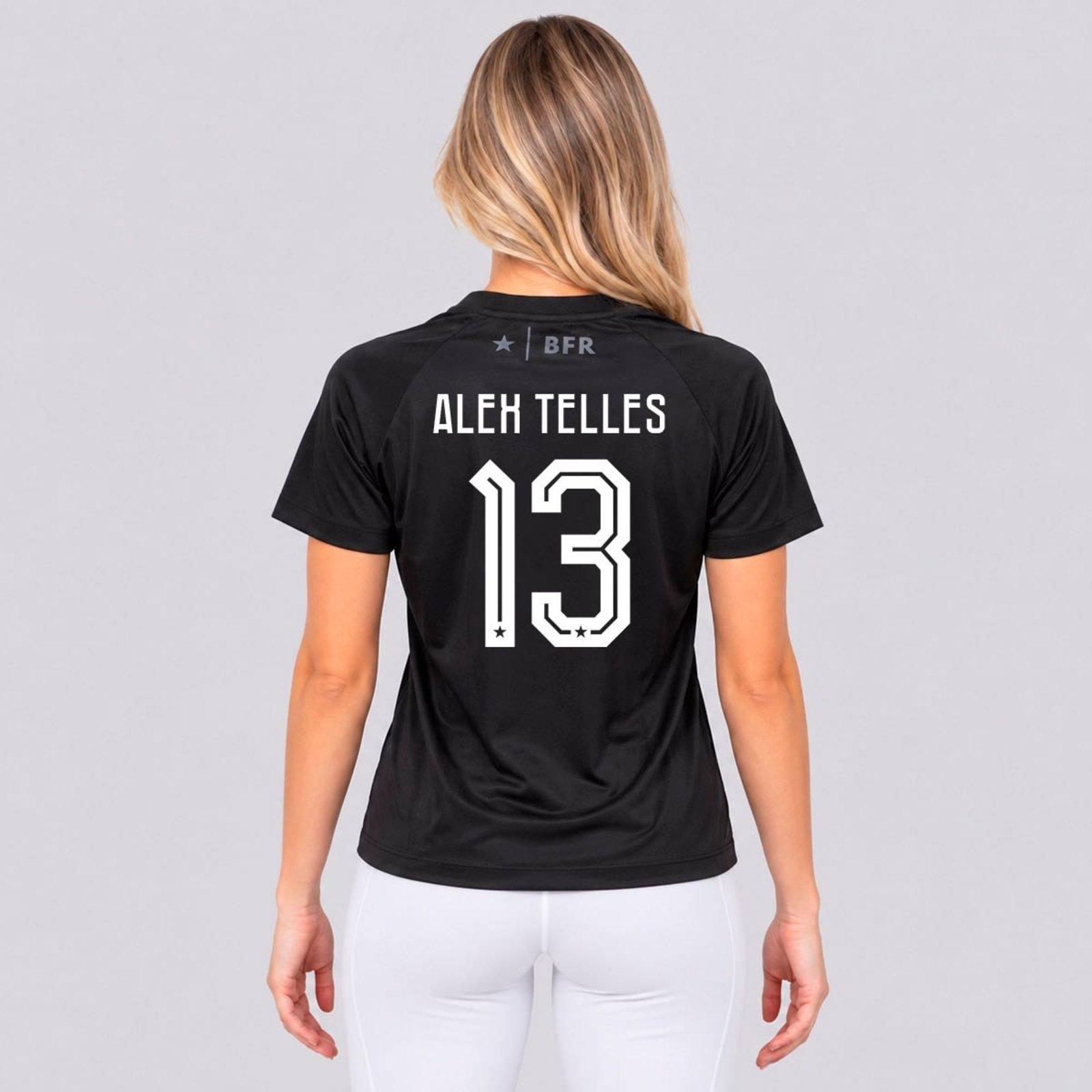 Camisa Botafogo Mosaico Feminina Preta 13 Alex Telles
