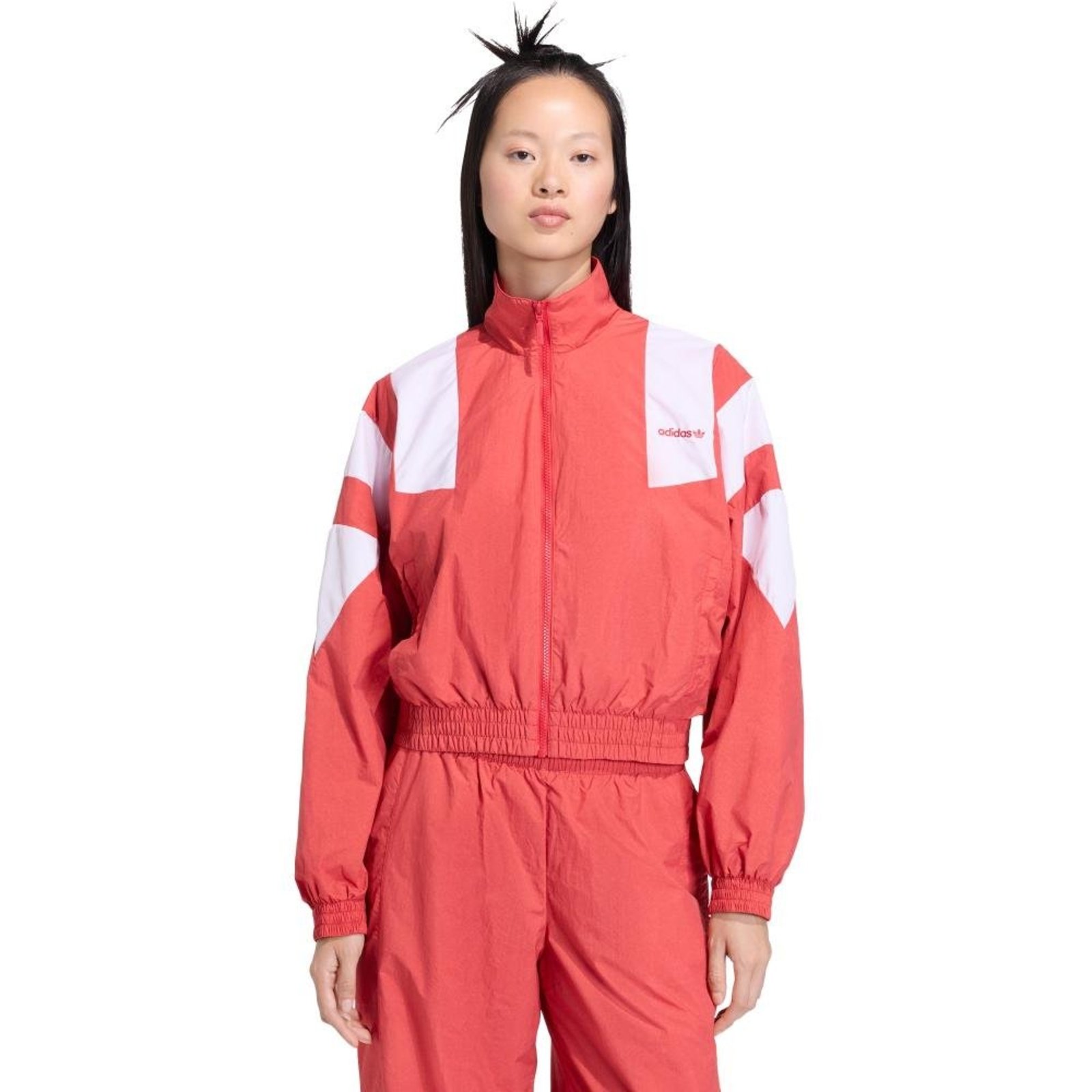 JAQUETA BLOCKED WASHED ZÍPER adidas Originals Vermelho
