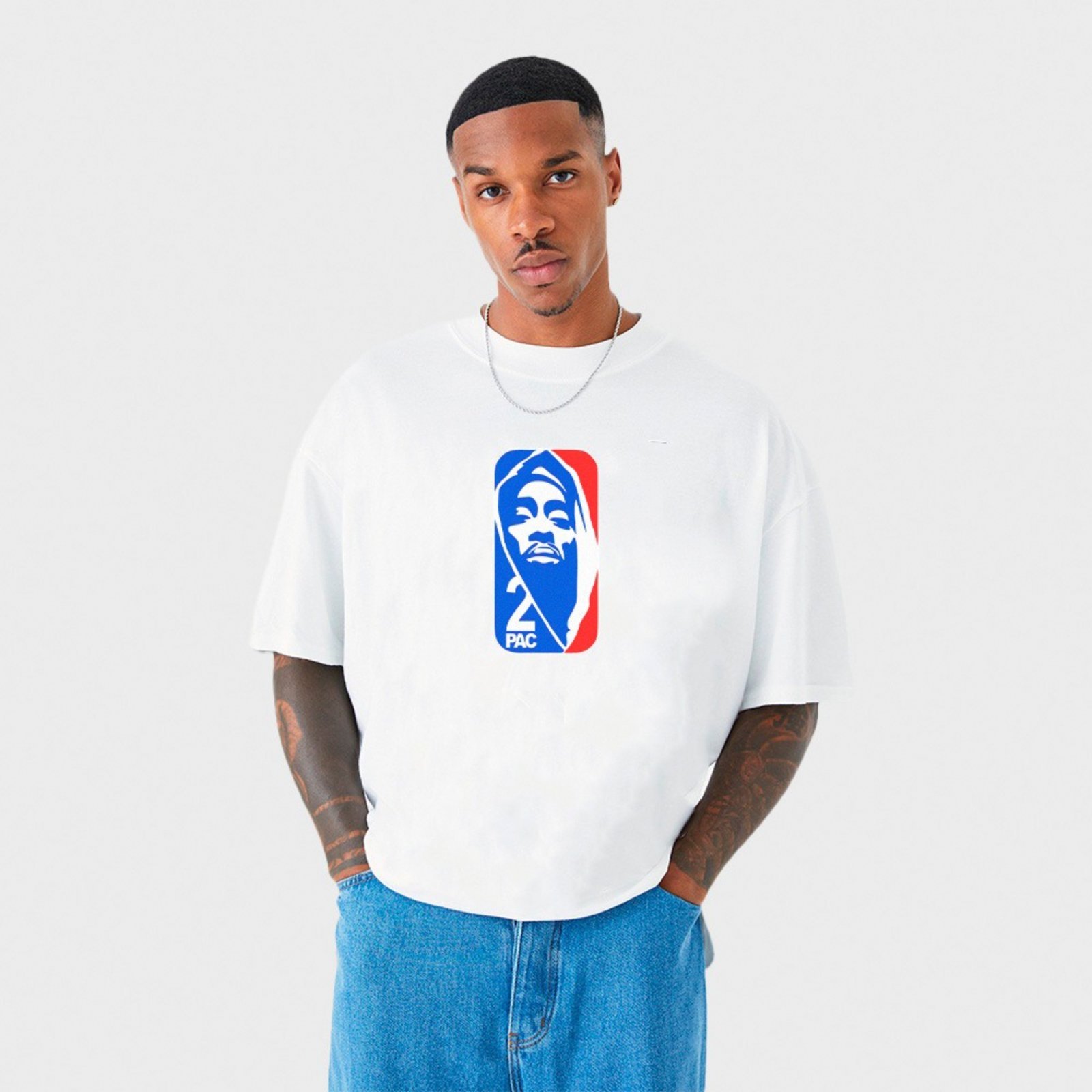 Camiseta Oversized Streetwear 2 Rapper Branco Off-Y