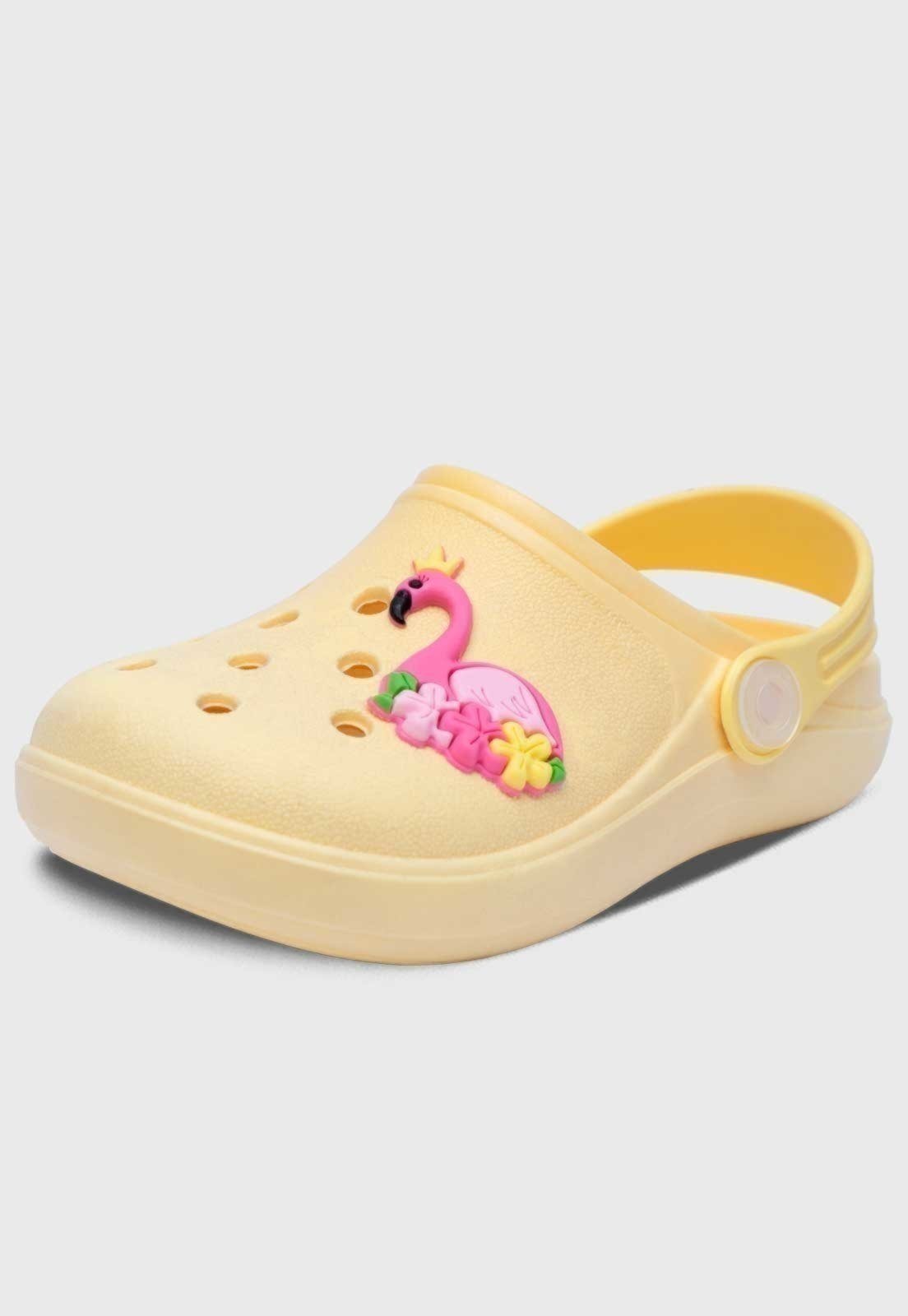 Infantil – Babuche Feminino Popidi Menina Flamingo Amarelo