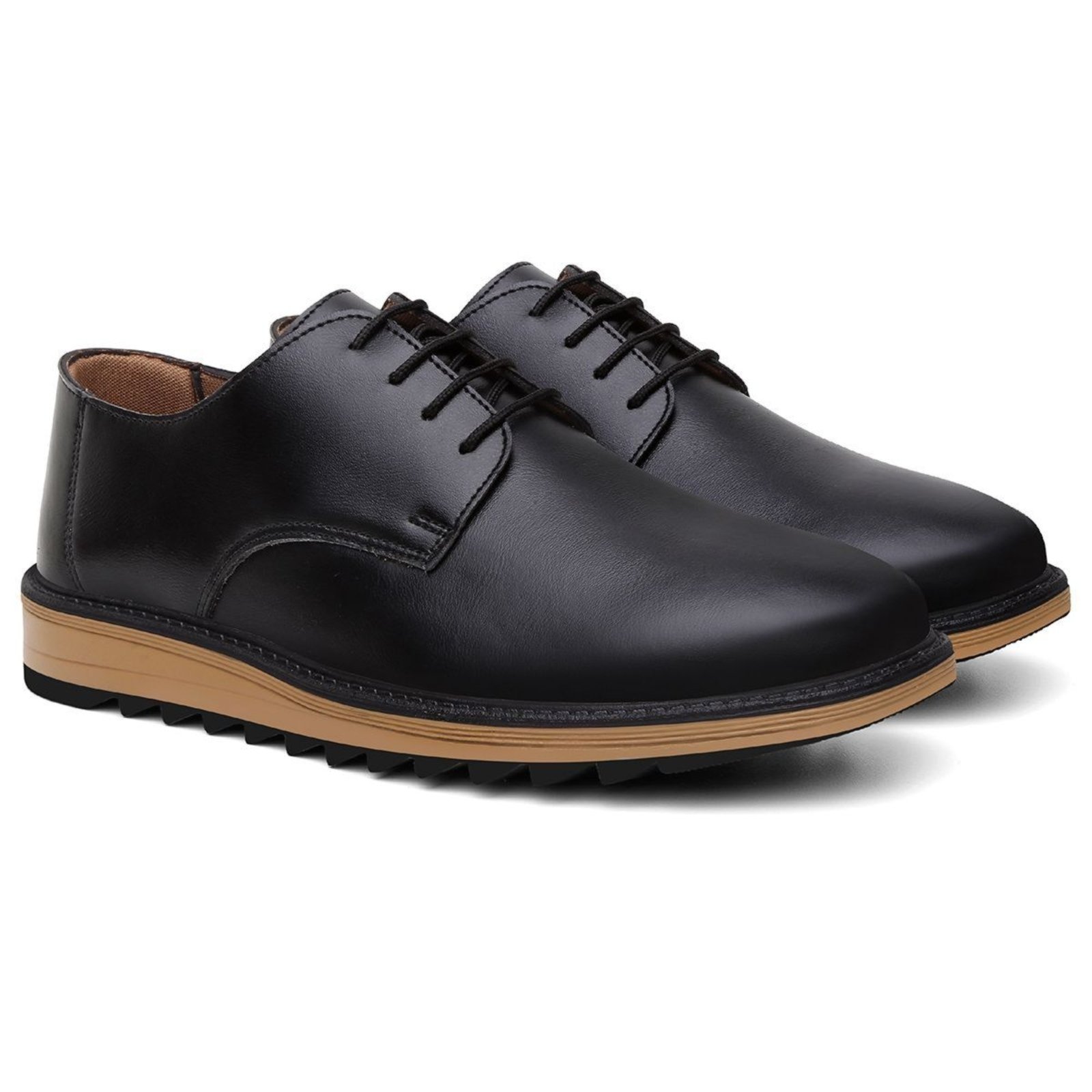 Sapato Masculino Casual Anna Andrade Mocassim Social Derby Brogue Conforto Versátil Preto