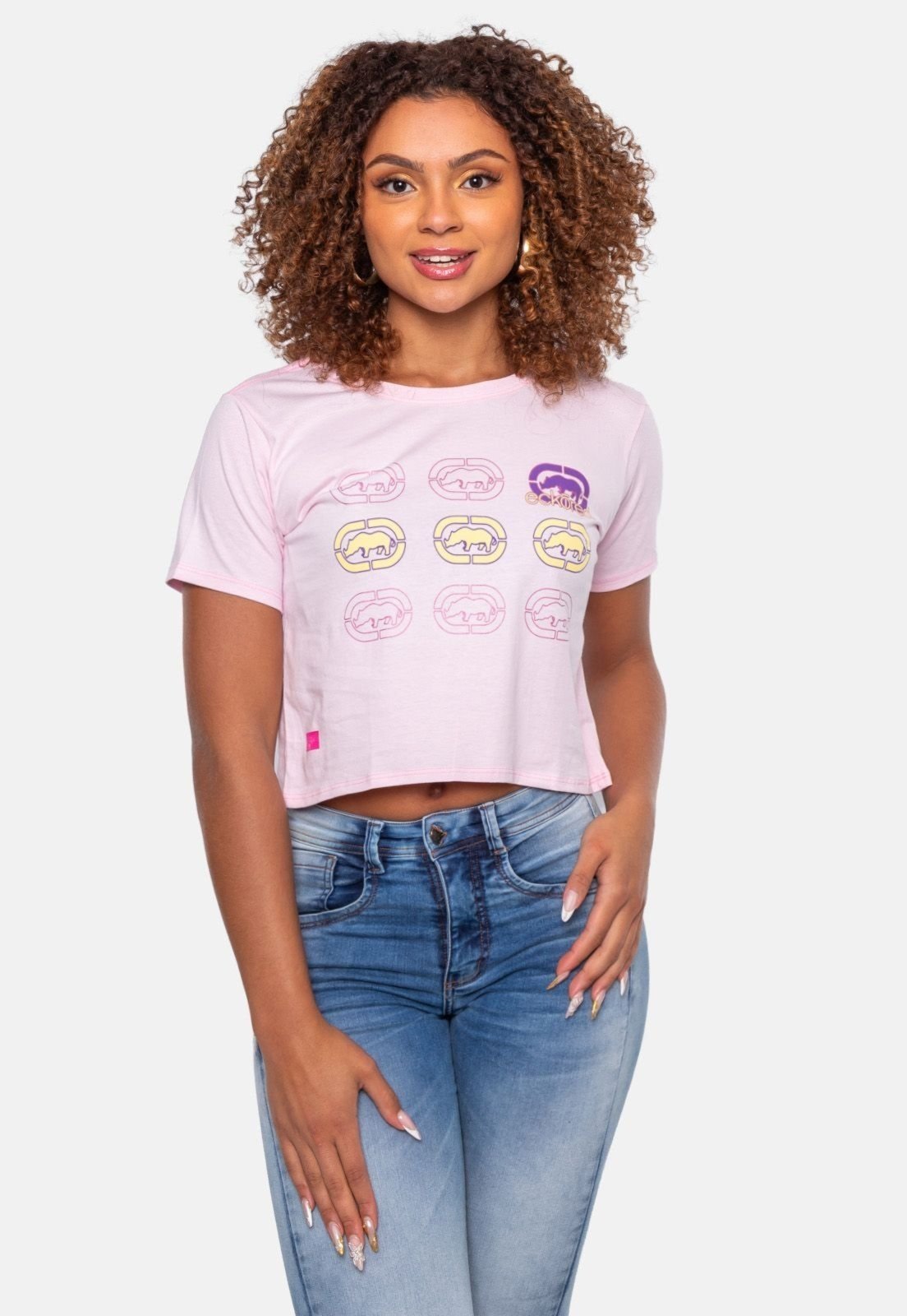 Camiseta Ecko Cropped Rosa