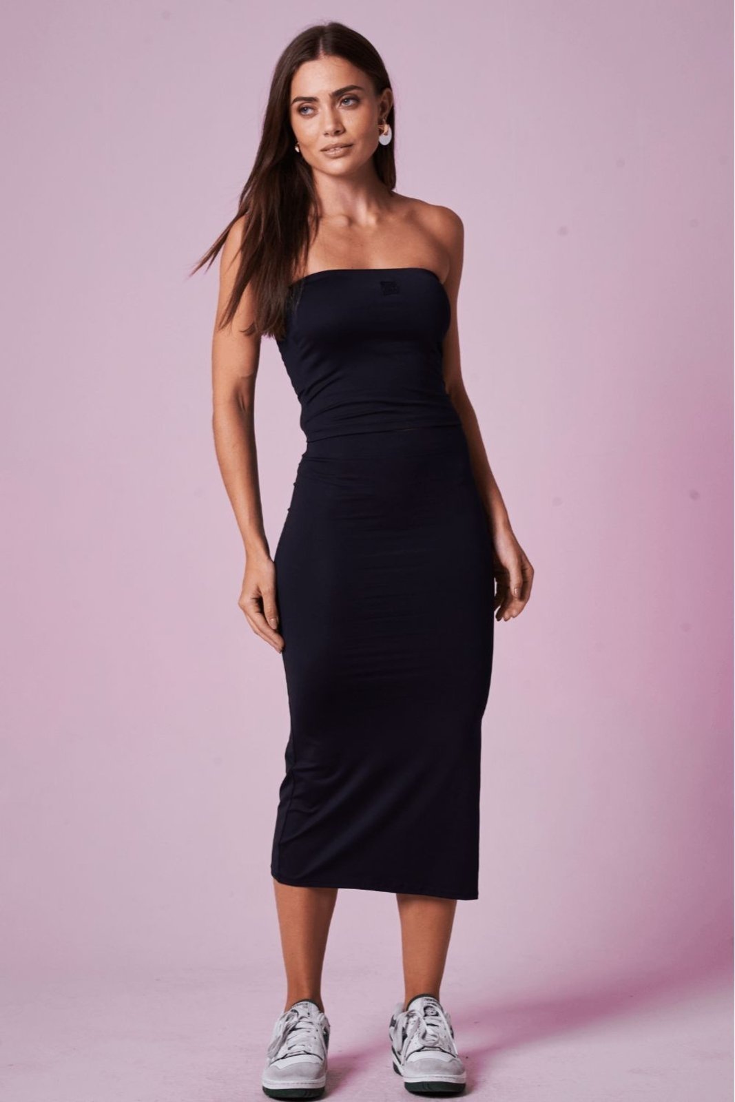 Saia Midi Poliamida Planet Girls Preto