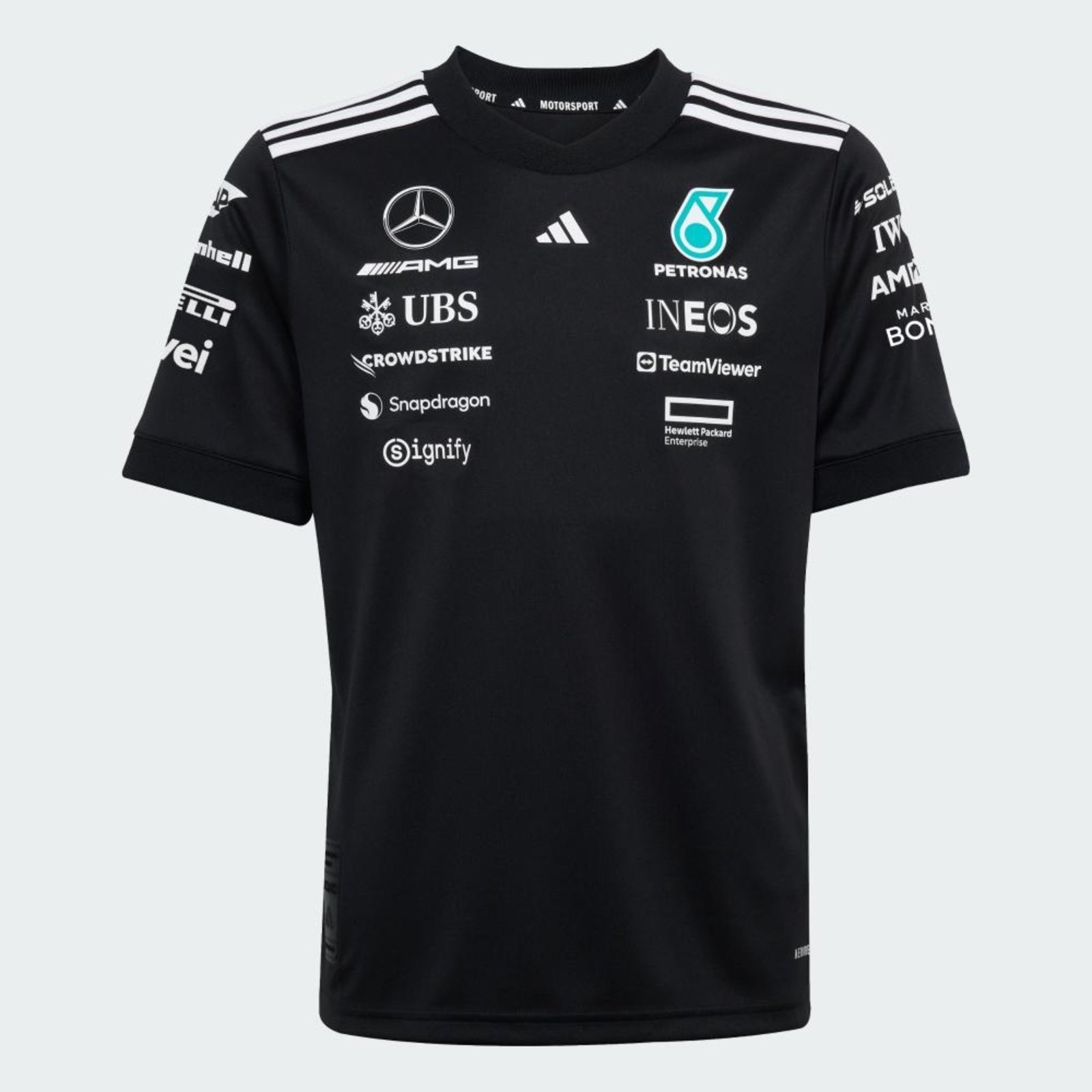 Vista 3 Infantil - Camisa Mercedes - AMG Petronas Formula One Team White Black adidas Performance Preto preto white adidas performance preto white