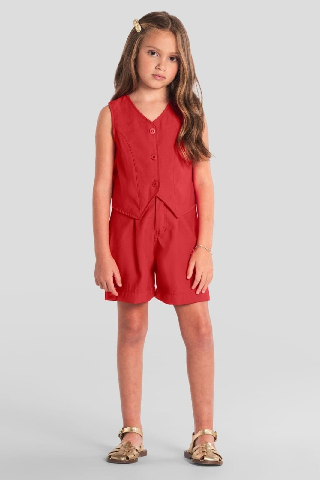 Infantil - Conjunto menina com colete Mundi
