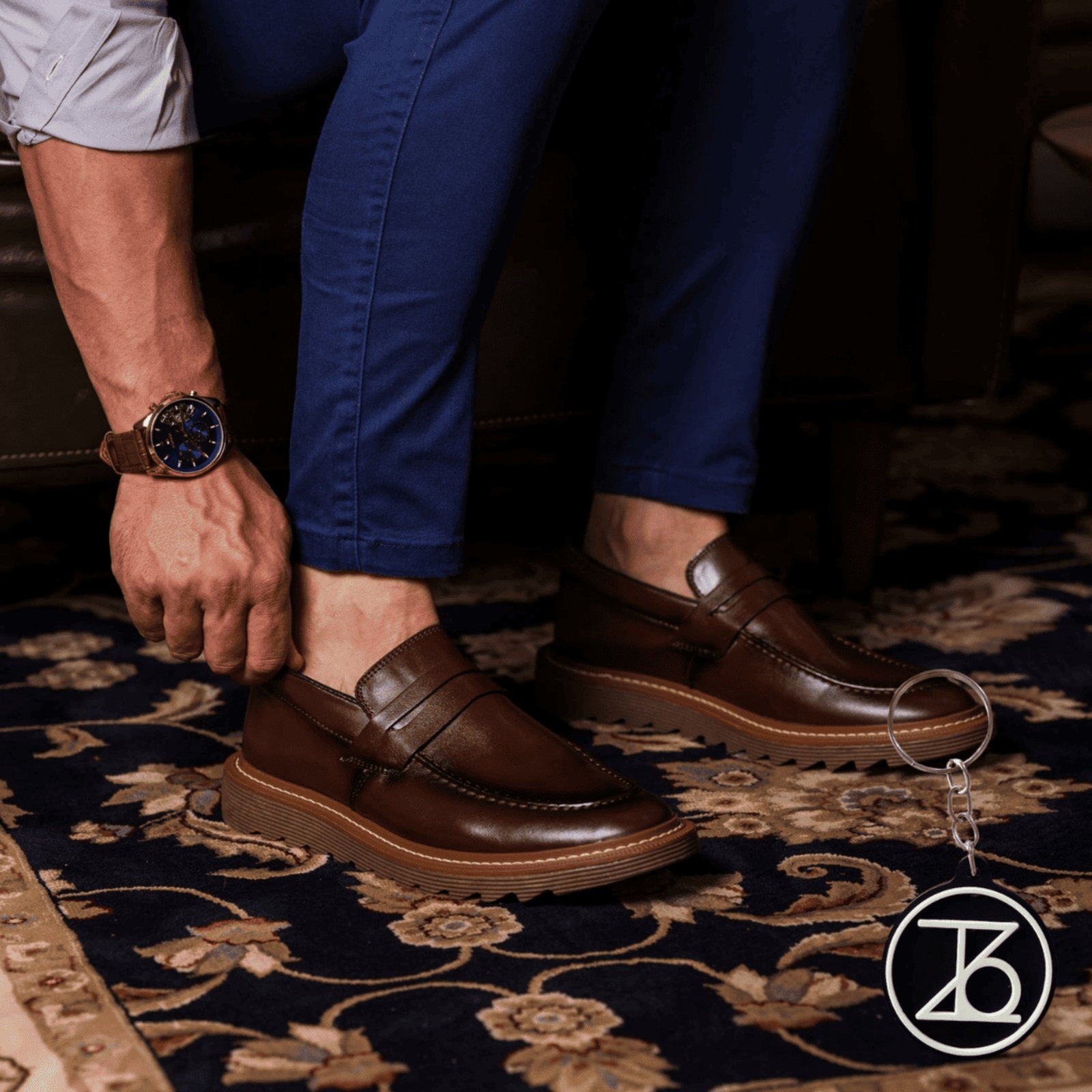 Sapato Masculino Dubai Sola Tratorada Marrom Conforto e Elegancia Moderno + Brinde Chaveiro Thézb
