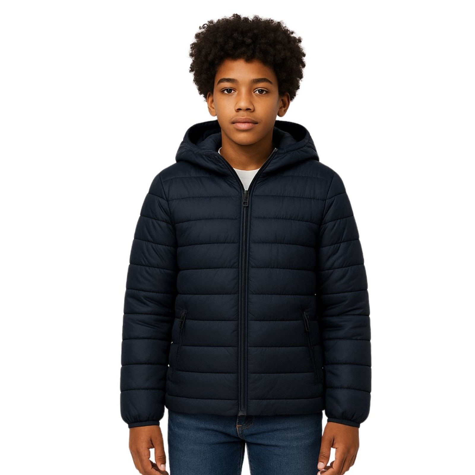 Infantil - Jaqueta Puffer Bobojaco Bolso Com Capuz Removivel