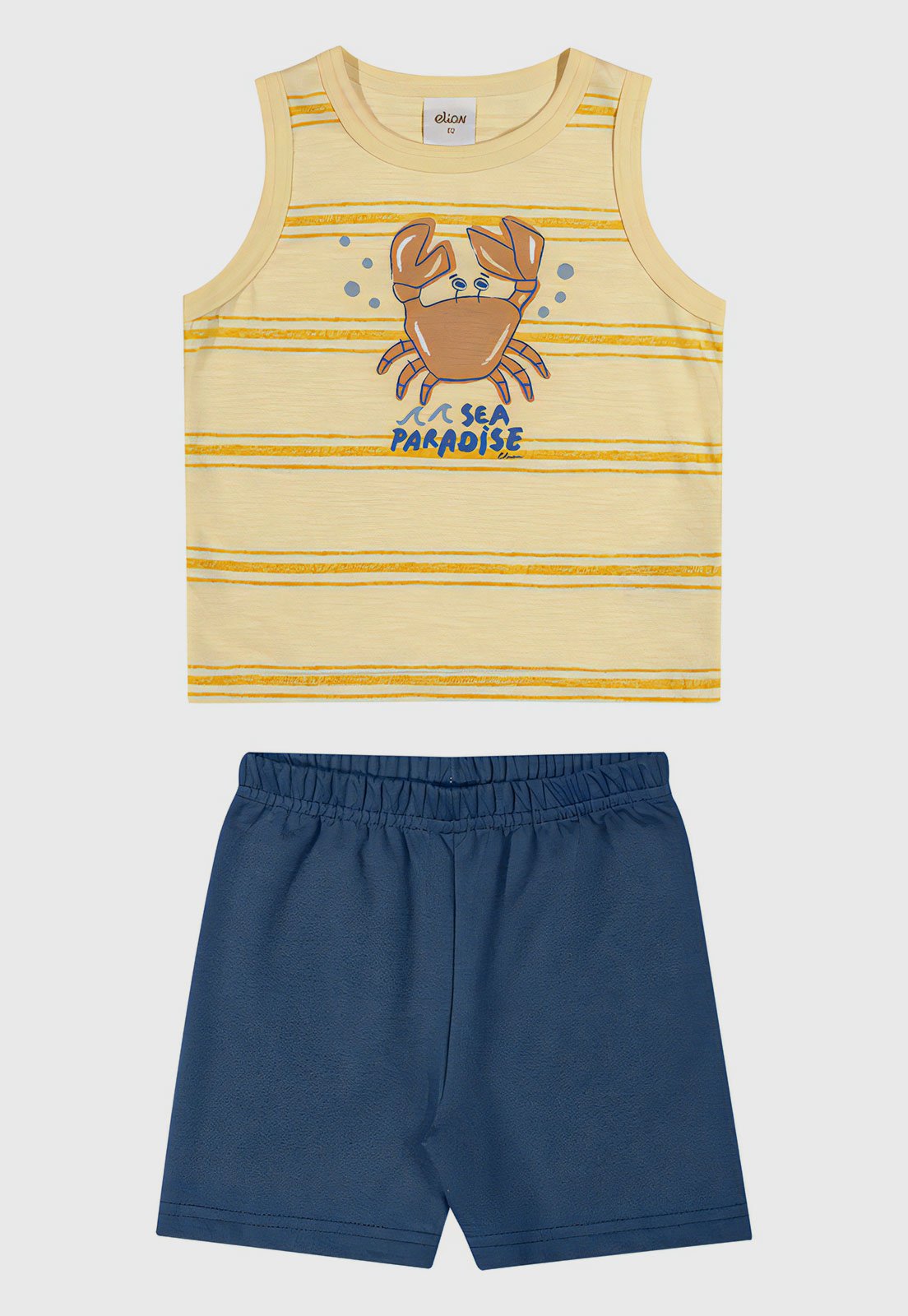 Infantil - Conjunto 2pçs Manga Curta Elian Regata E Bermuda Amarelo