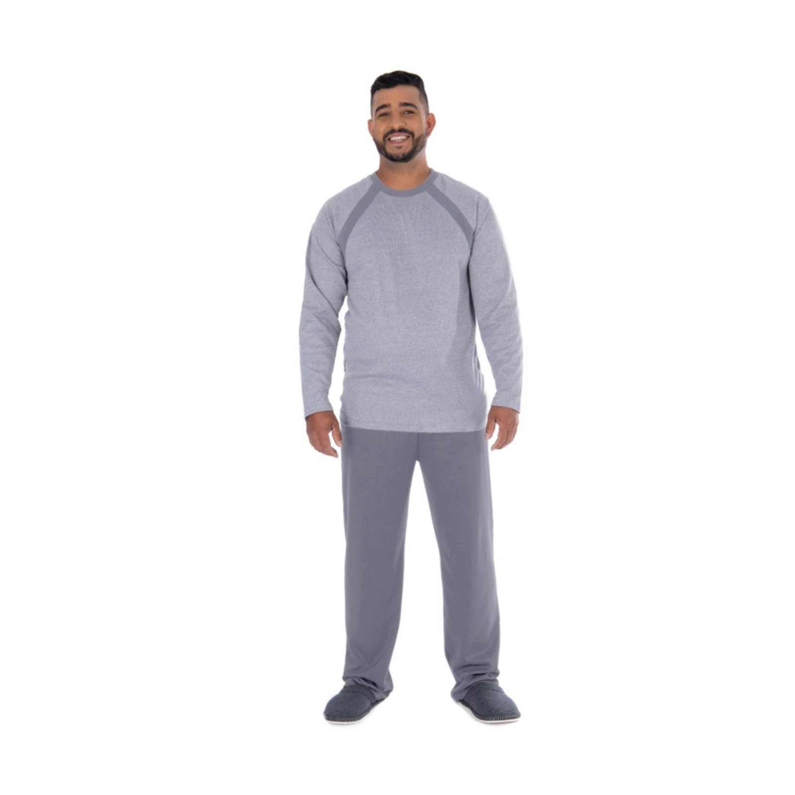 Pijama Masculino De Inverno Longo Frio Plus Size Canelado