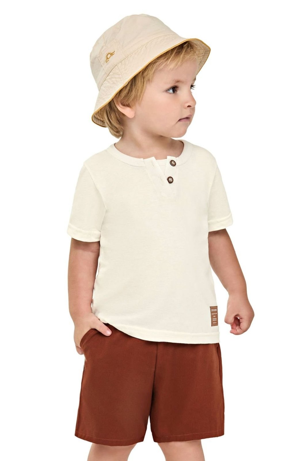 Vista 2 Infantil - Conjunto Curto Menino Casual Elian bege Elian bege