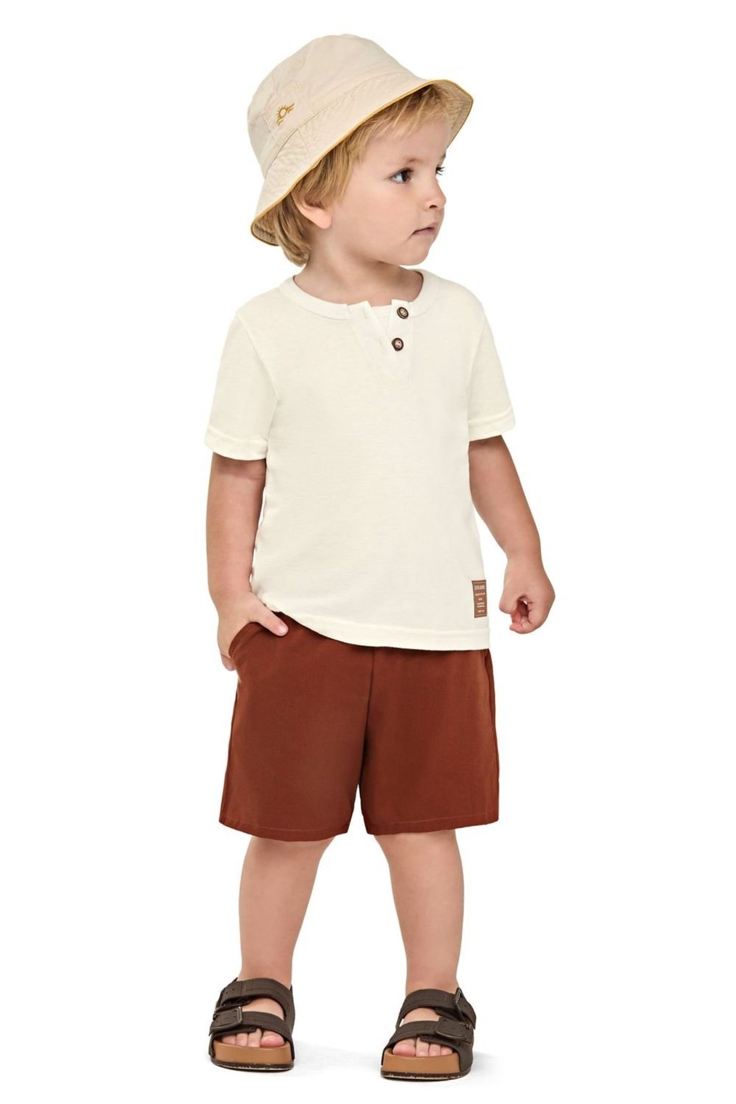 Vista 3 Infantil - Conjunto Curto Menino Casual Elian bege Elian bege