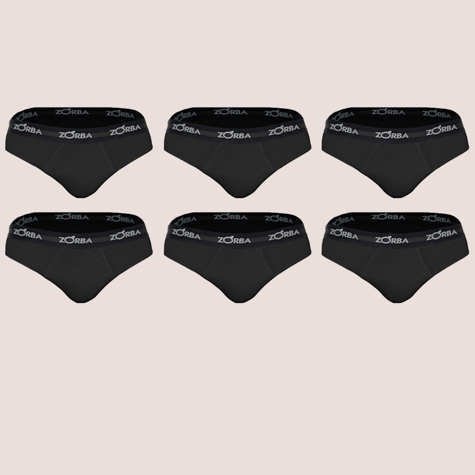 Kit 6 Cuecas Slip Zorba Max 100% Algodão Qualidade Conforto Preto