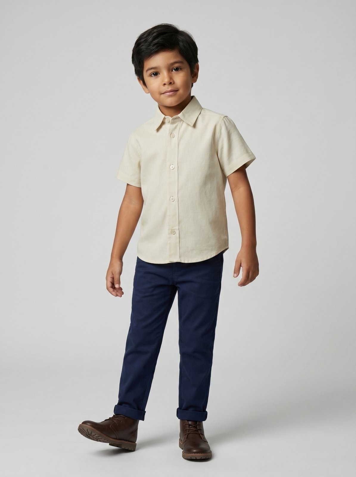 Vista 2 Infantil - Camisa Manga Curta Algodão Manteiga - 06 Traymon amarelo Traymon amarelo