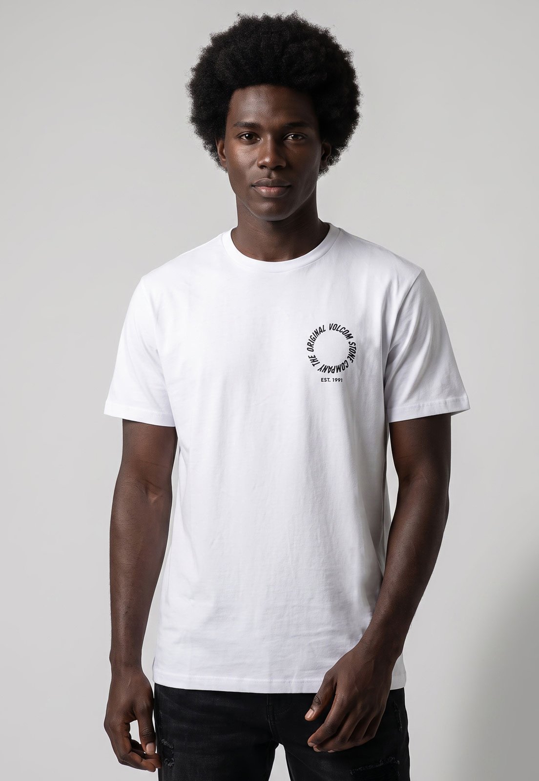 Camiseta Masculina Volcom Silk Round Out Branca