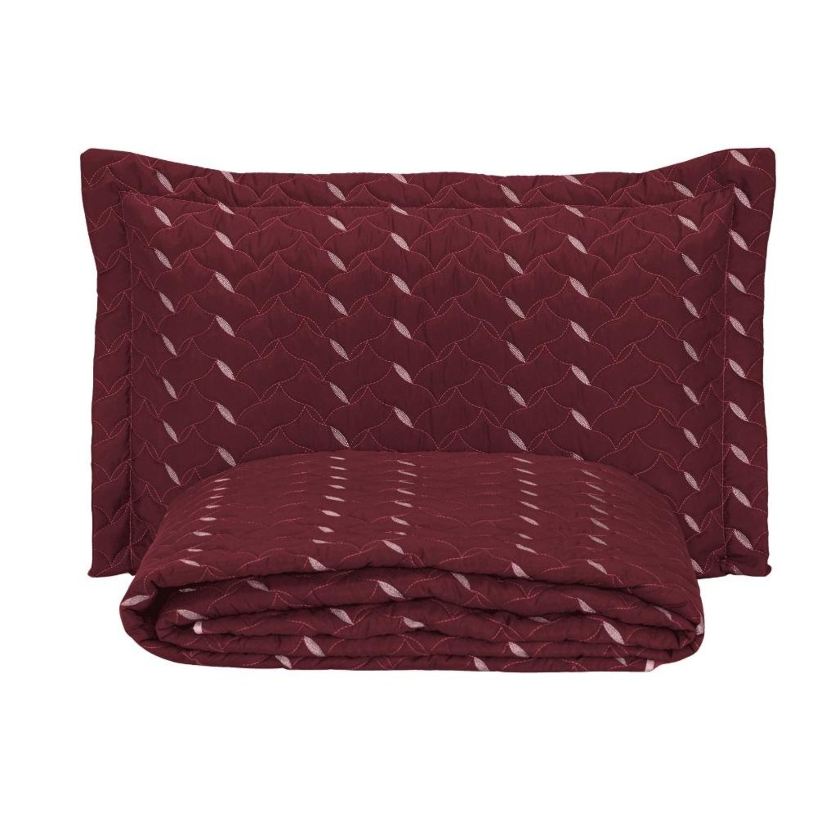 Cobre Leito Solteiro Heitor Bordado Hipercal 400 Fios 2 Peças - Vermelho Marsala - 100% Poliéster