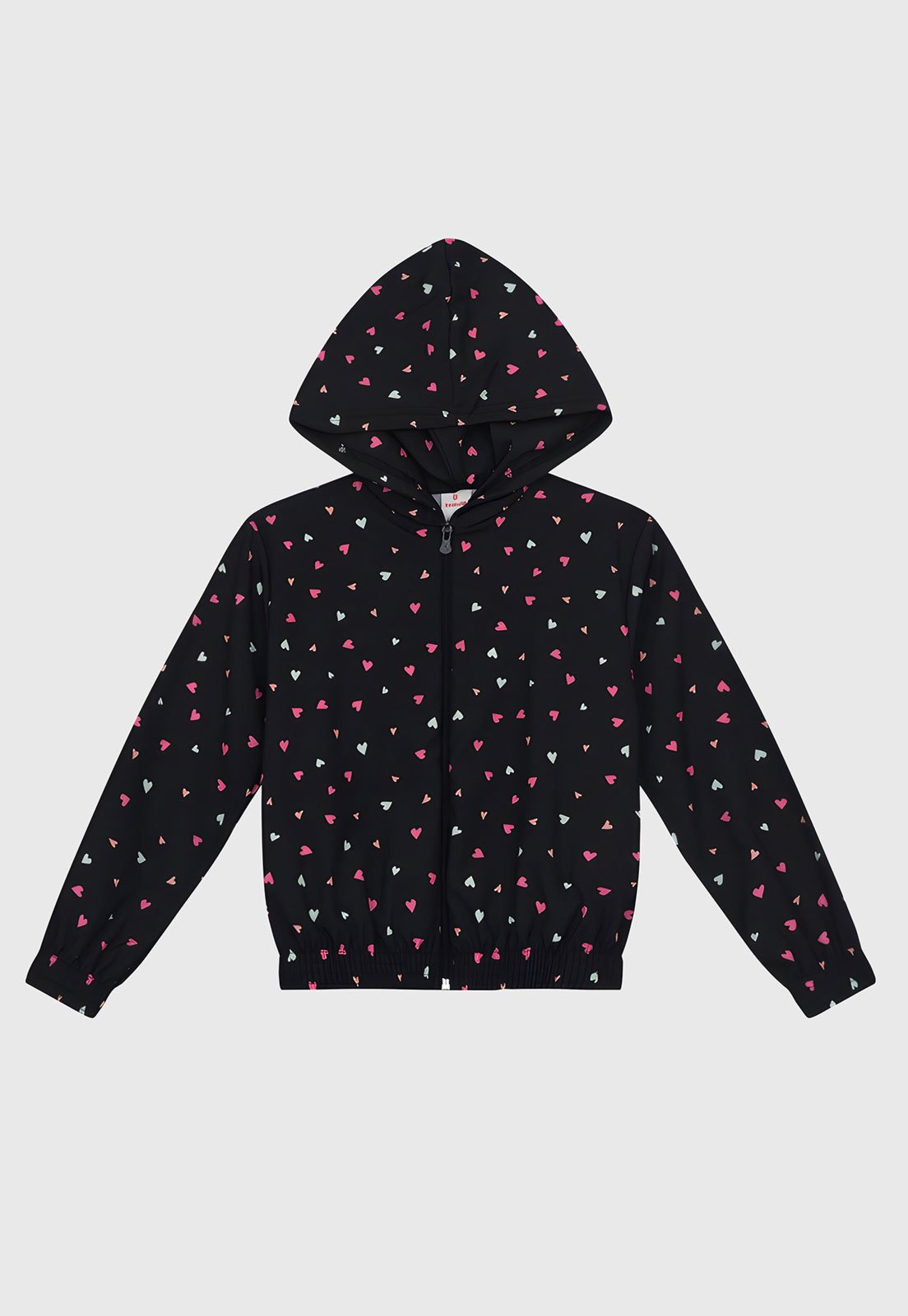 Infantil - Jaqueta Brandili Cropped Corações Preta