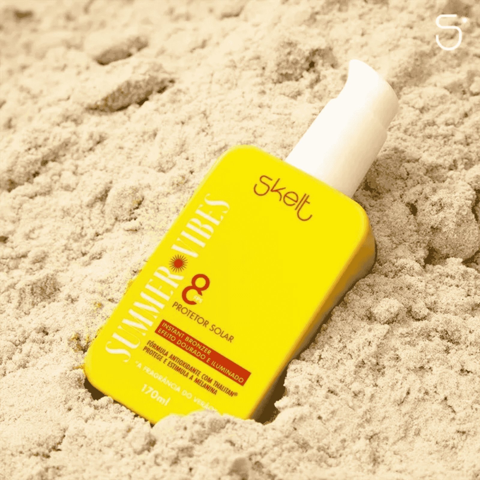 Vista 3 Skelt Summer Vibes Instant Bronzer FPS8 - Protetor Solar Bronzeador 170ml amarelo Skelt amarelo