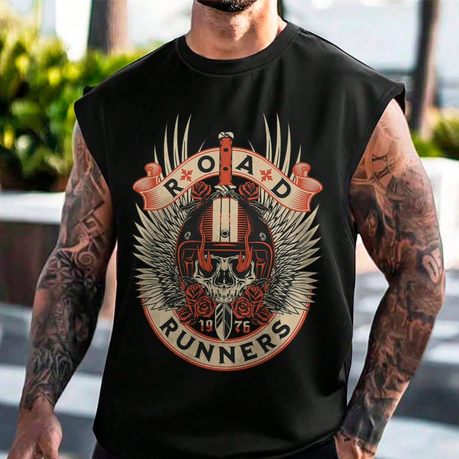 Camiseta Regata Machão Road Runners Moto Club Street Preto