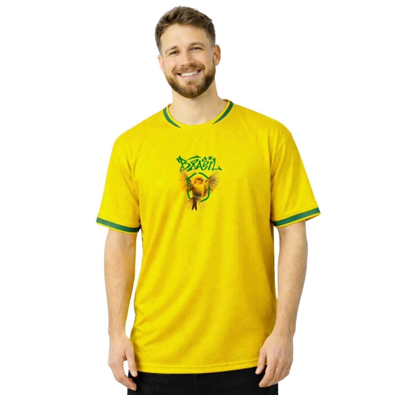 Camiseta Masculina Dry Fit Canario Amarelo Performance Gola Redonda para Treinos
