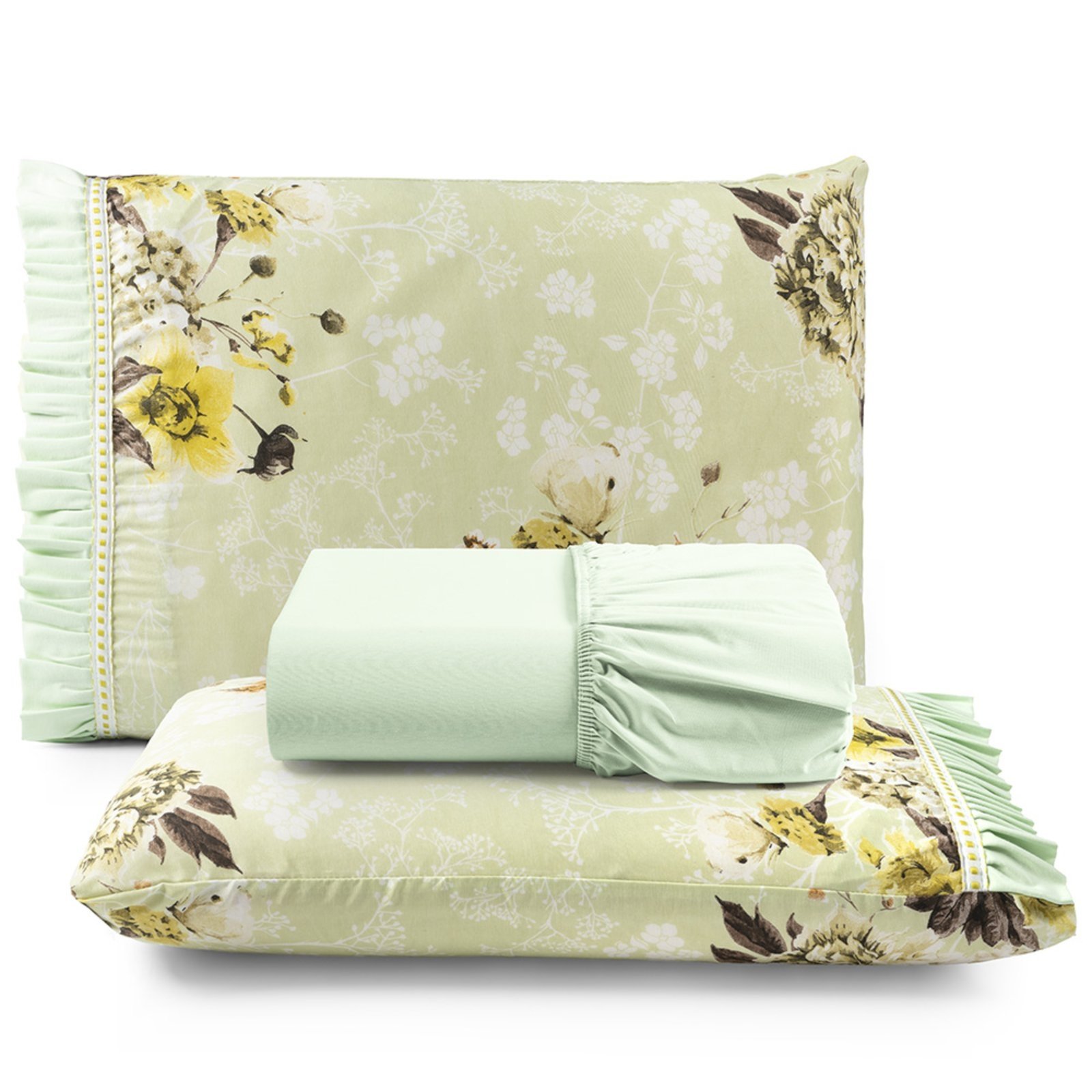 Jogo de Cama Lençol Queen Minuano 3 Peças - Verde