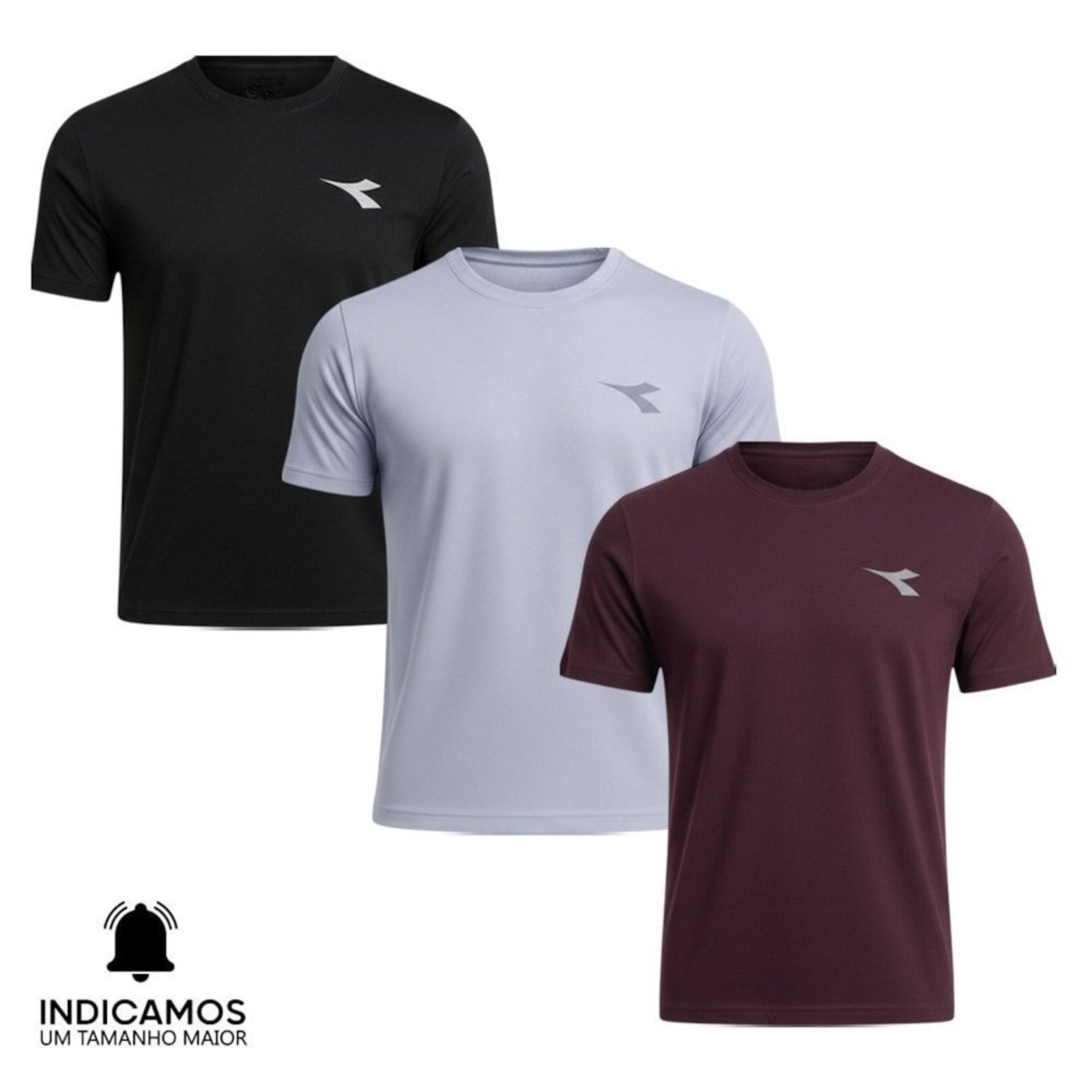 Kit 3 Camisetas Diadora Small Logo Masculina - Preto - diadora