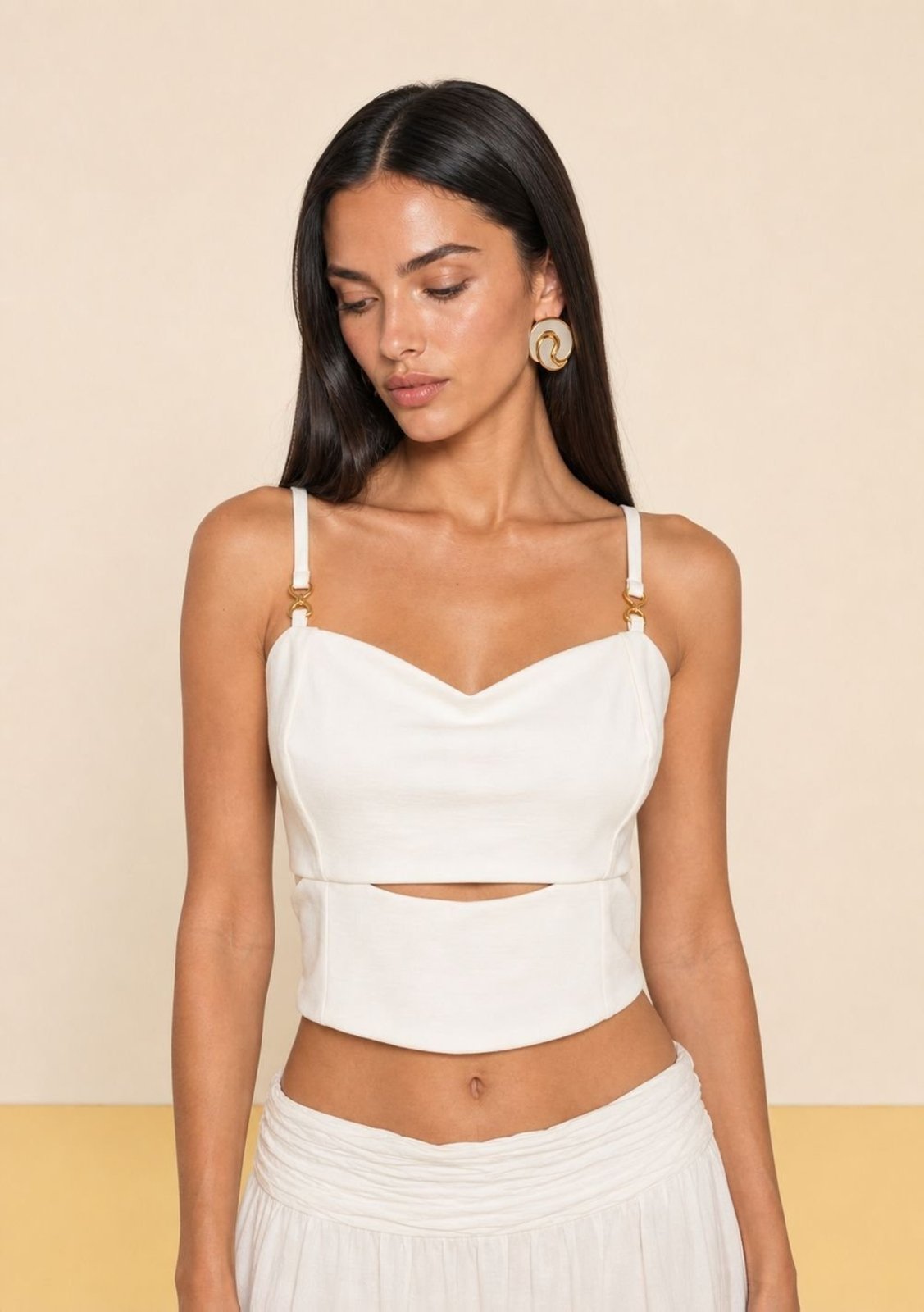 Top Zinco Decote Careca Alça Fina - Off-white