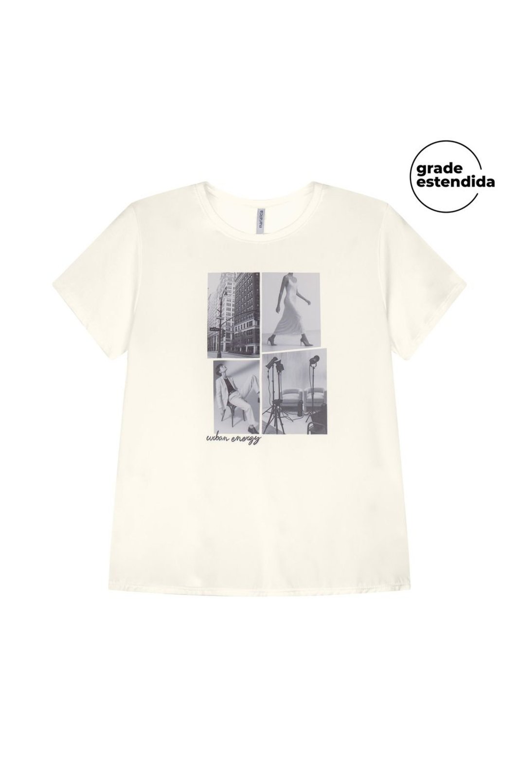 Blusa Feminina Estampa Frontal Marialícia Bege