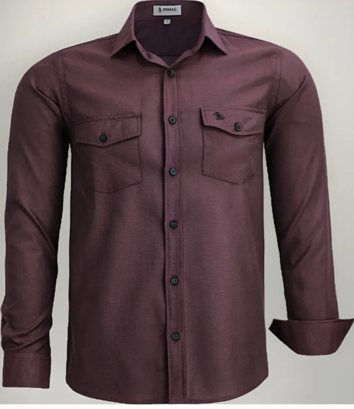 Camisa Social Amil Estilo Militar Comfort 2 bolsos Digit Misto Manga Longa Luxo Bordô