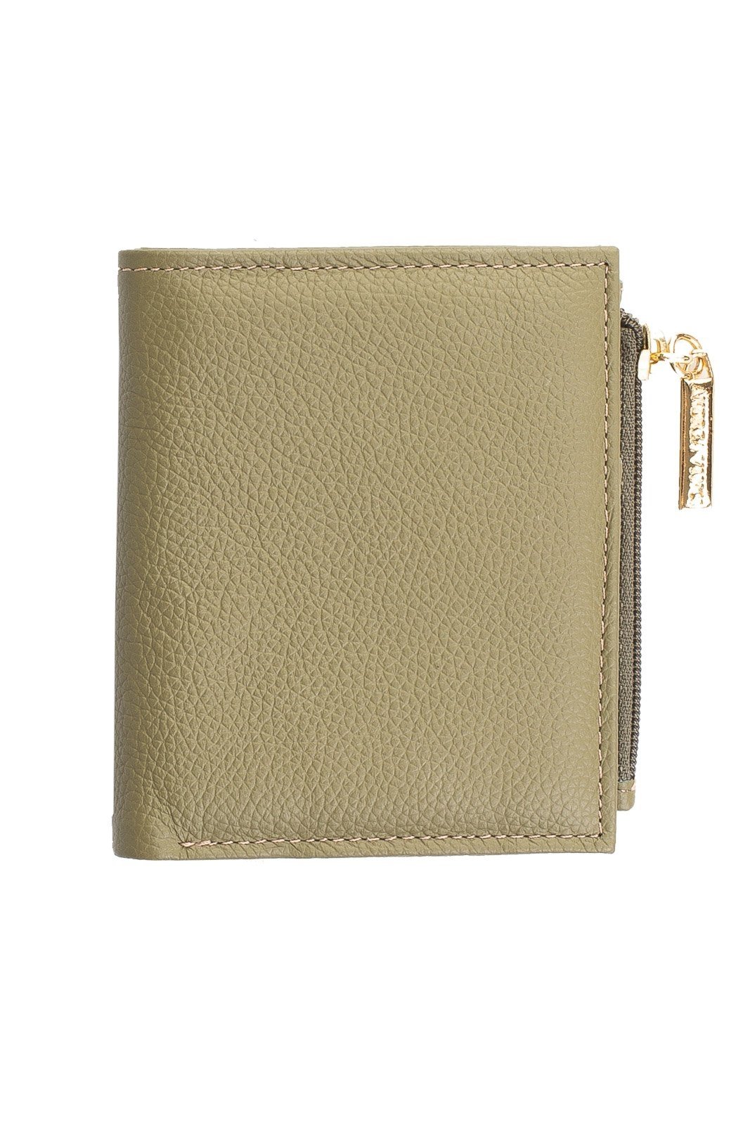 Carteira feminina de couro liso Lilian 11x9,5cm - Verde