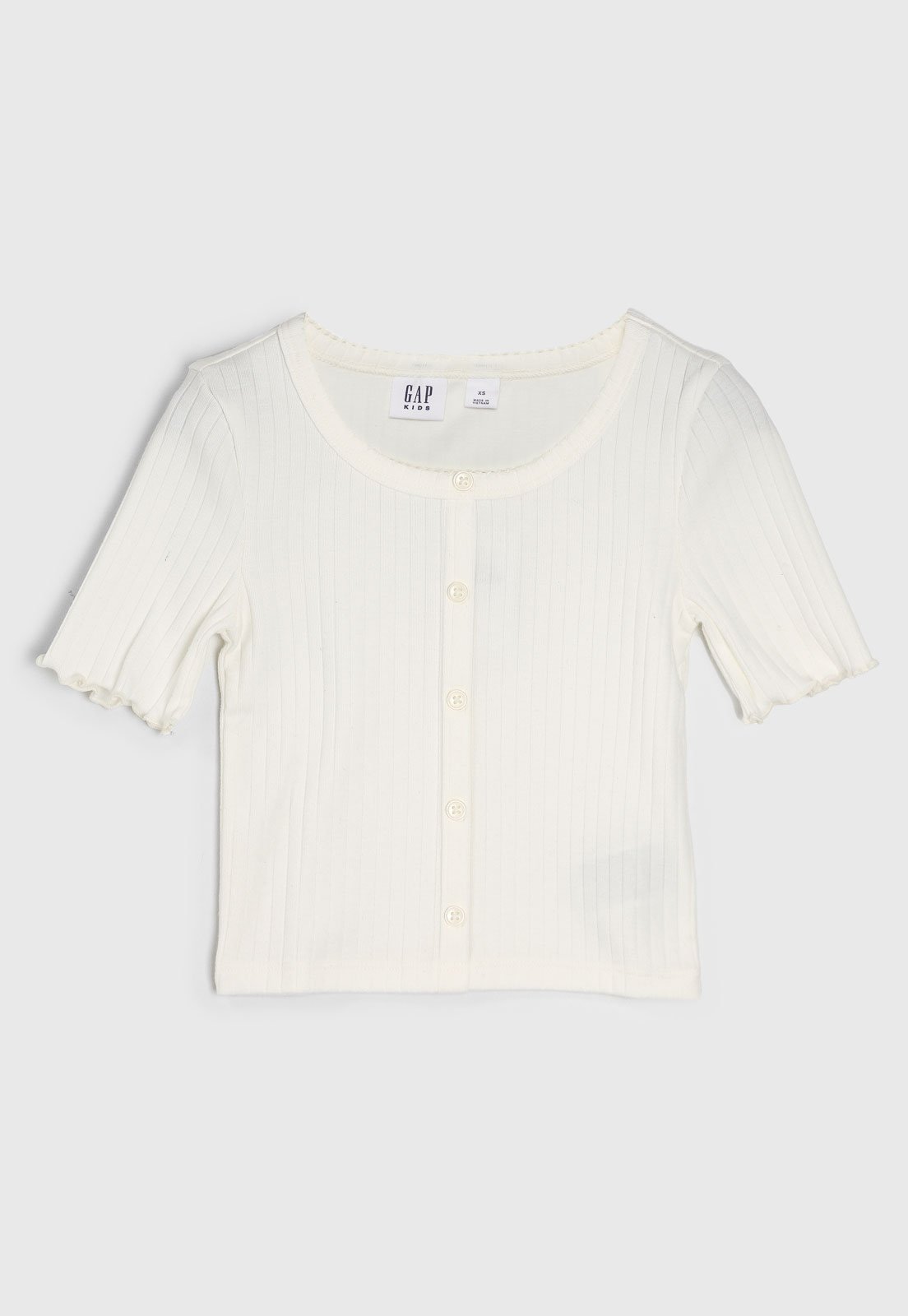 Infantil – Blusa GAP Canelada Botões Off-White