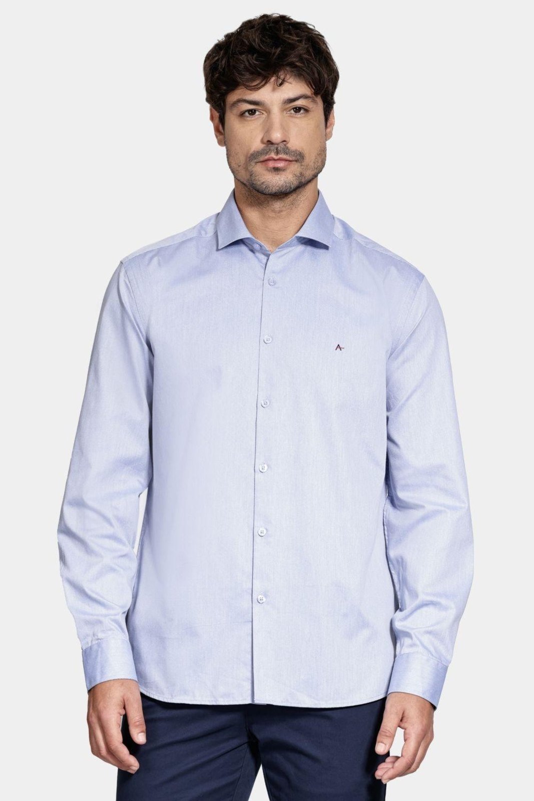 Camisa Aramis Manga Longa Algodão Misto Azul Escuro