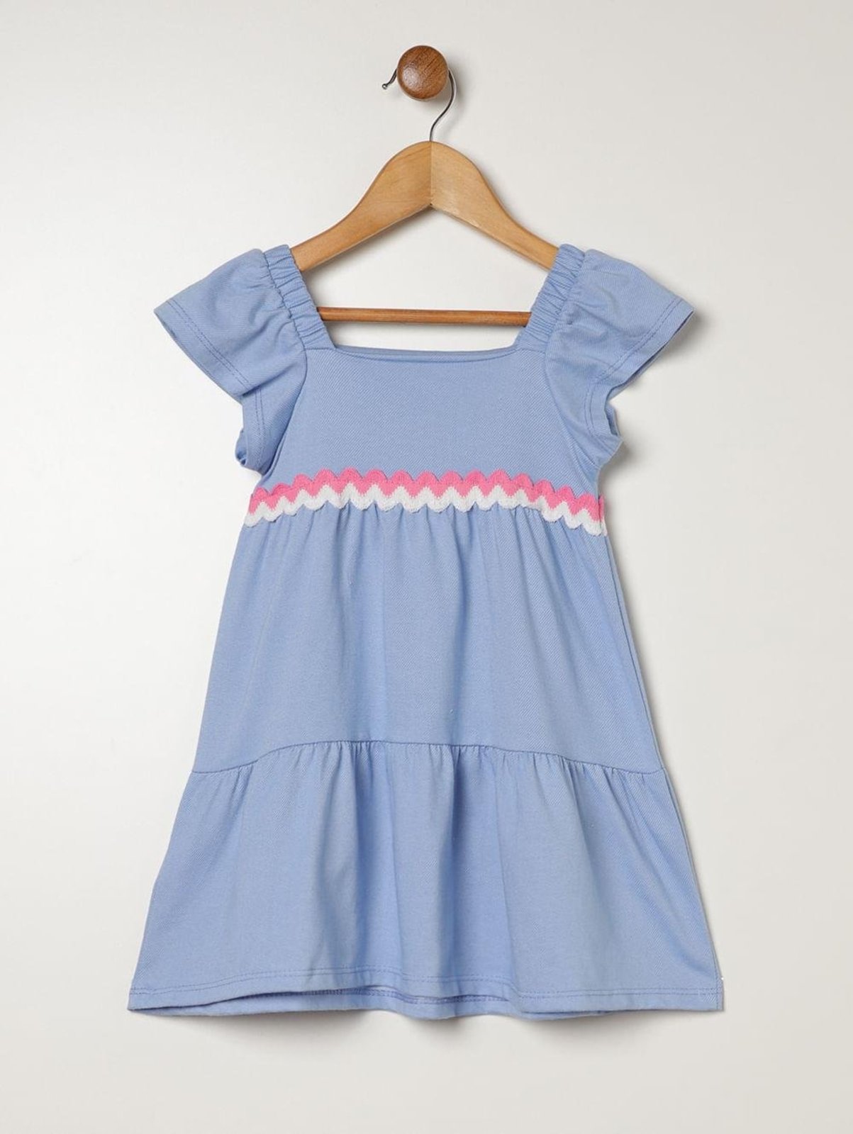 Infantil - Vestido Malha Denin Para Menina - AZUL
