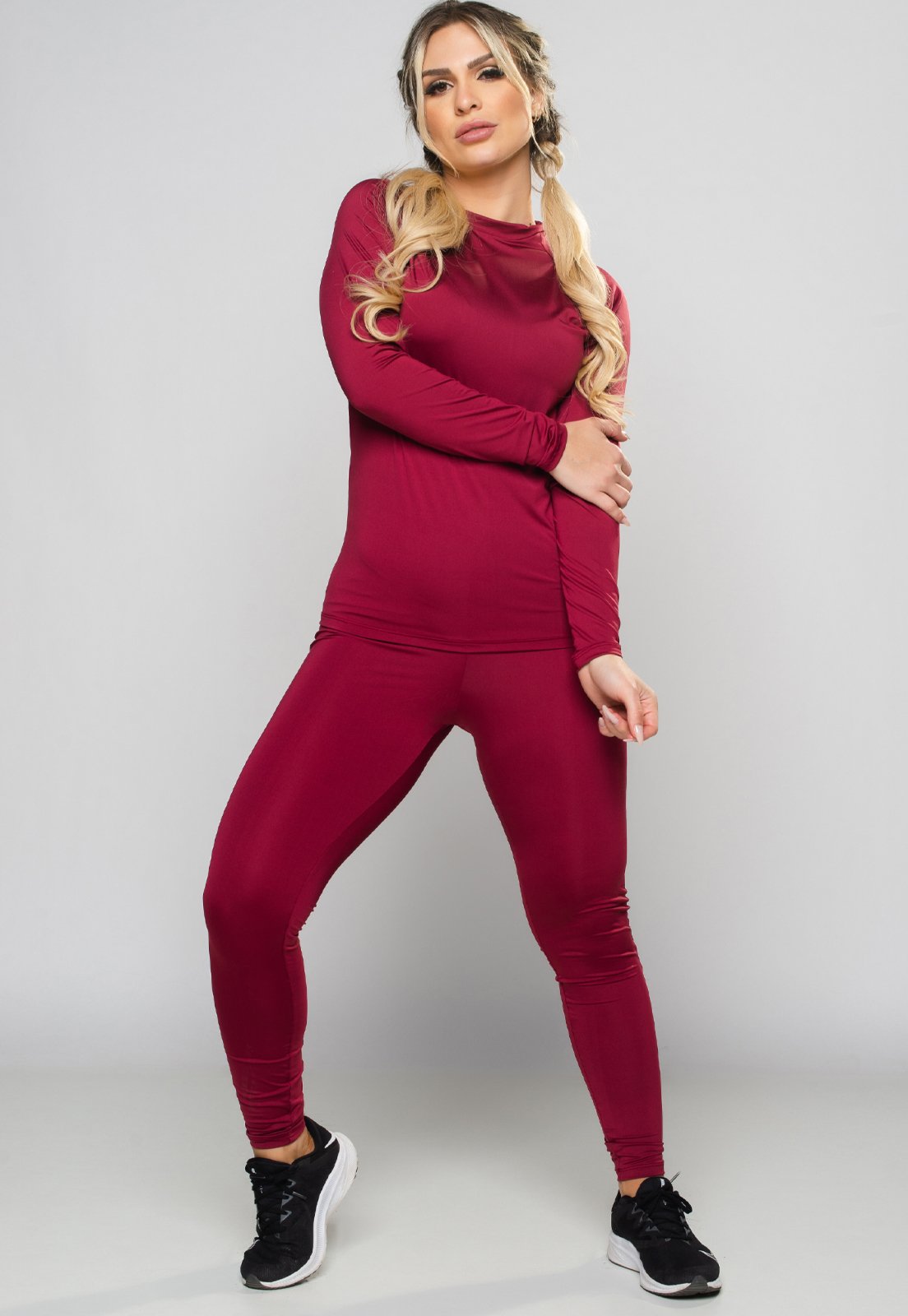 Calça Térmica Feminina MVB Modas Segunda Pele Proteção Uv Vinho