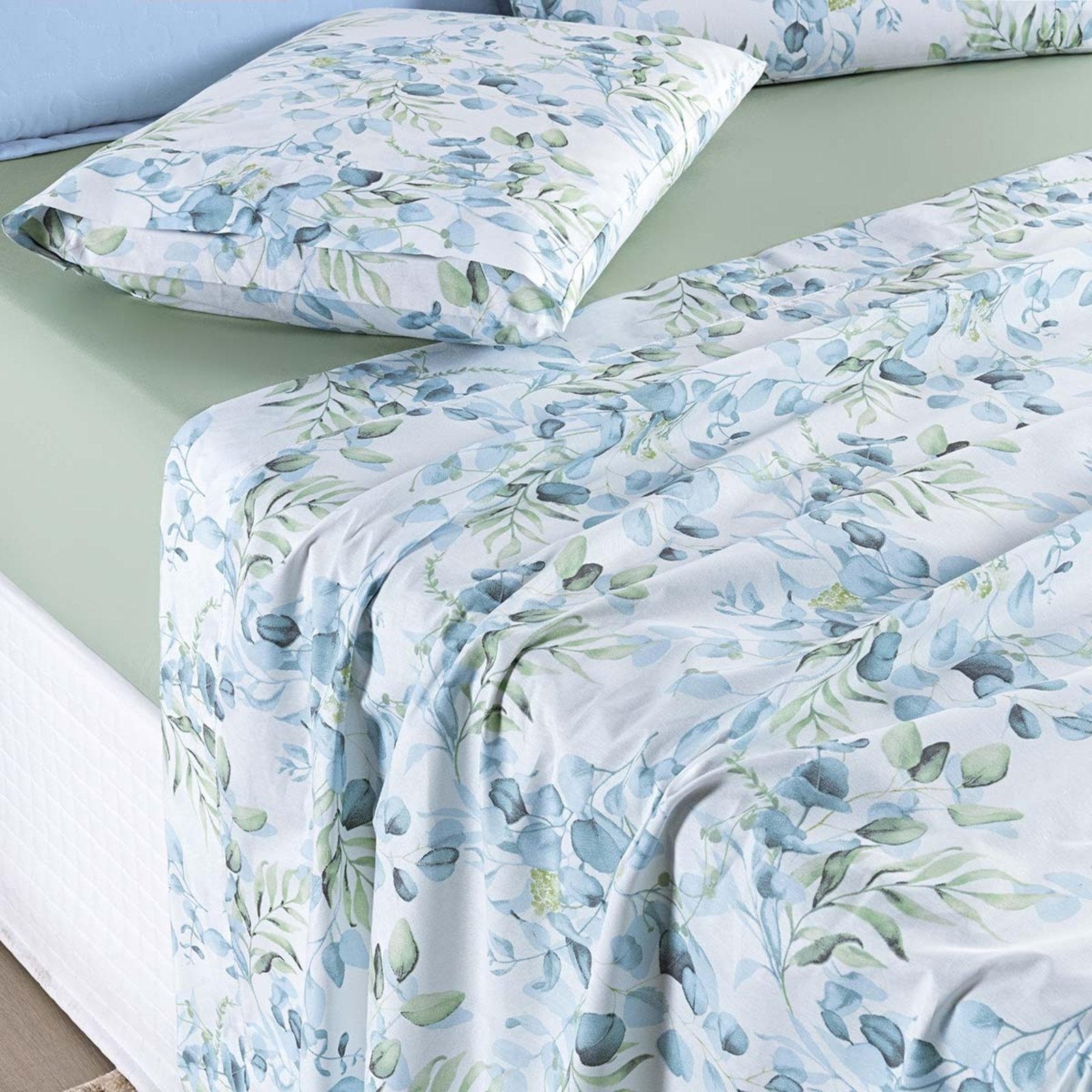 Jogo Cama Lençol Casa Scarpa Maris Queen Percalle 200 Fios Estampado 4 Peças Forest Verde
