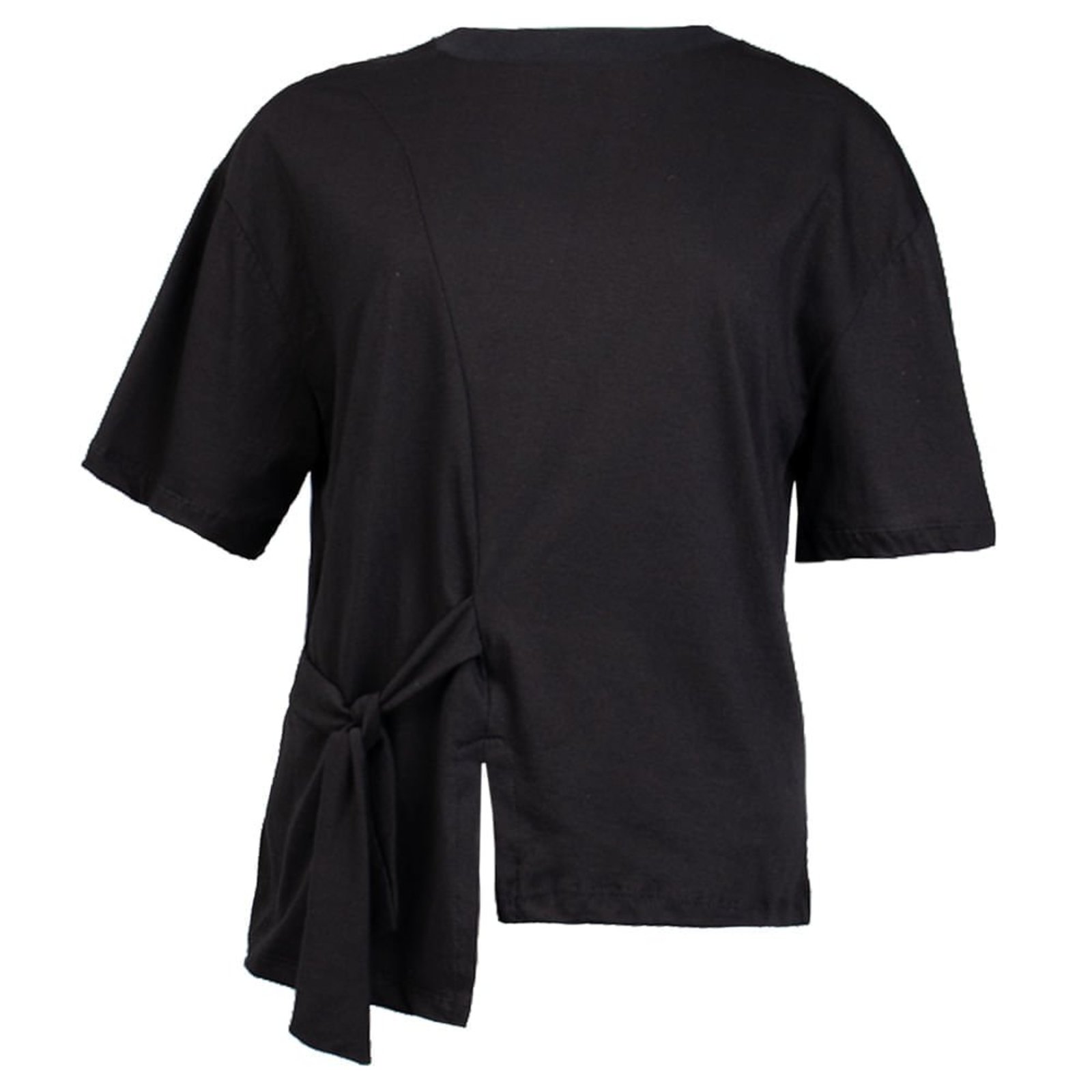 Vista 2 Blusa Feminina Babicat Assimétrica Amarração preto Babicat preto