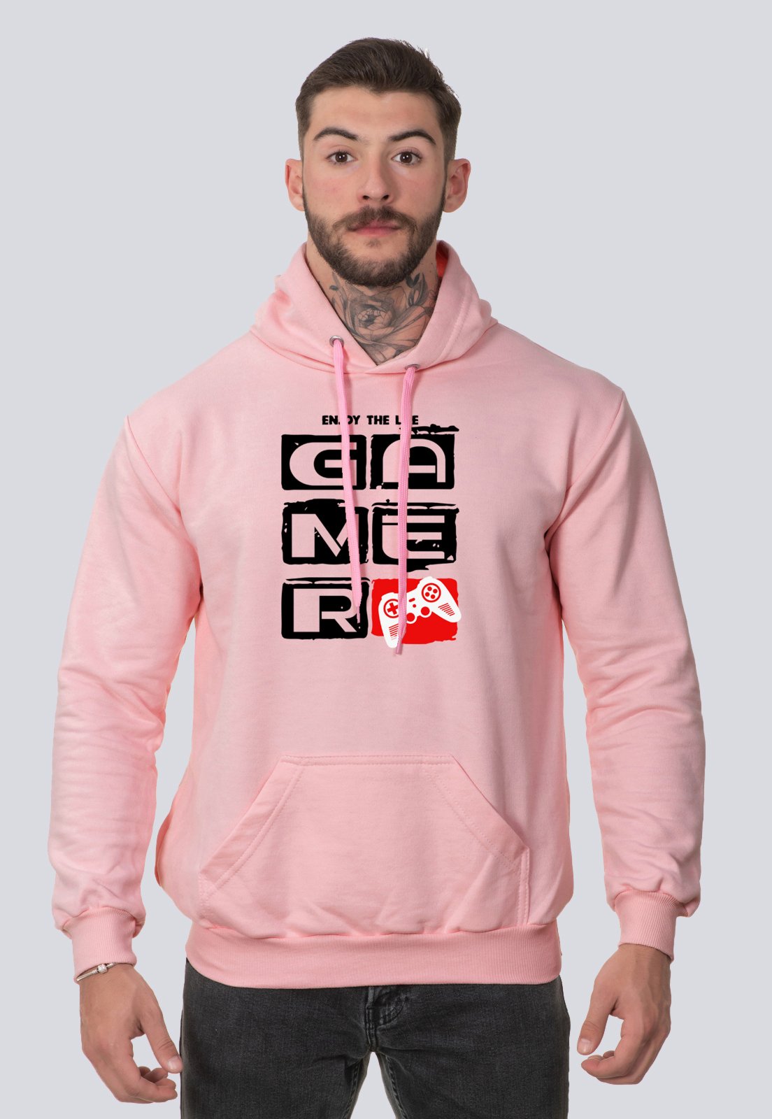 Moletom Blusa Masculino Estampado Gamer Jogos Video Game Rosa