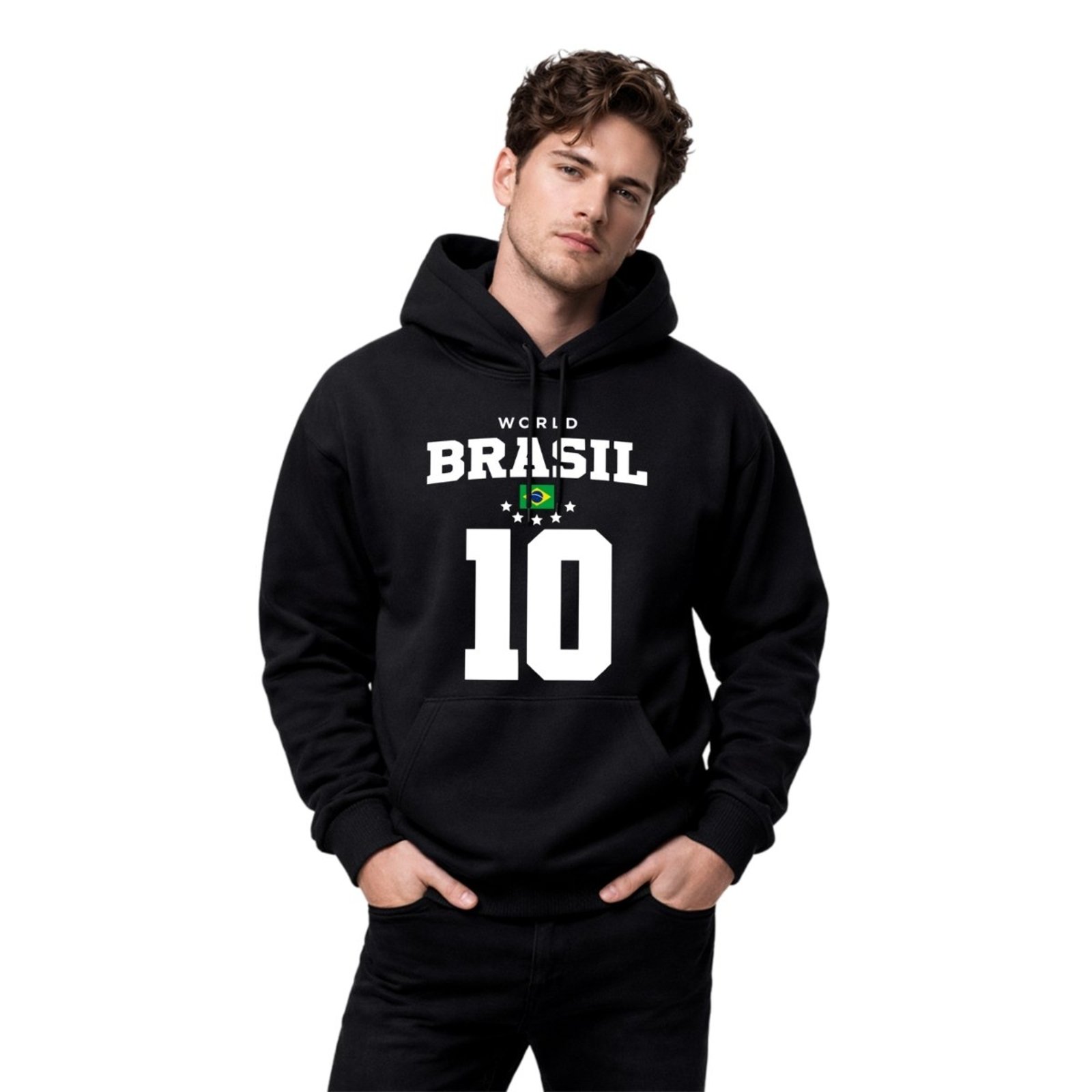 Casaco de Frio Blusa Moletom Estampado Bolso Canguru BR