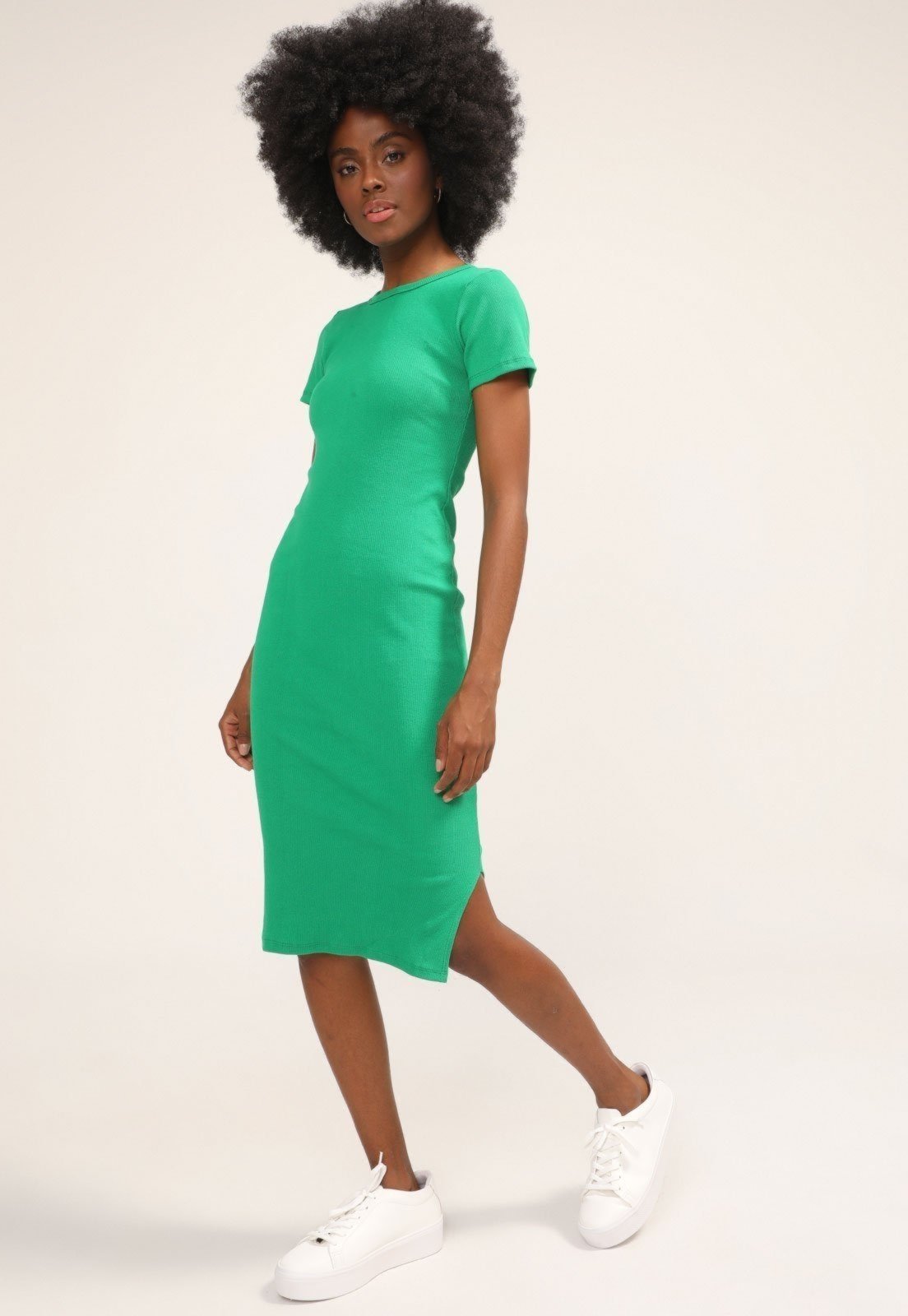Vestido Midi D Bell Outlet Fashion Longa Fenda Verde