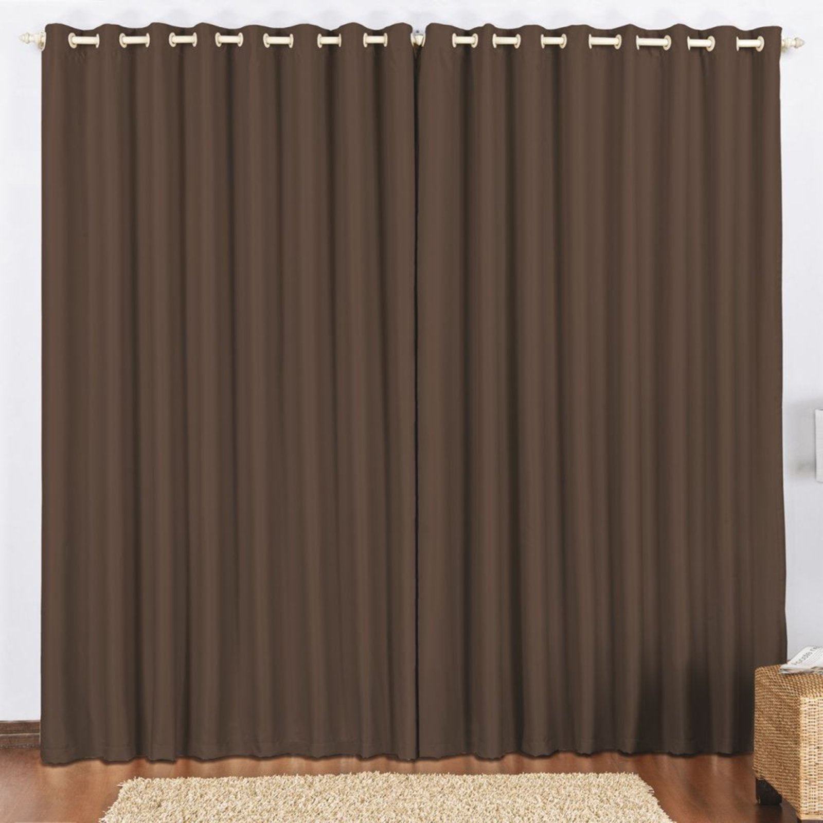 Cortina 2 Mts Sala Quarto Escritório Blackout para Trilho Suisso Tabaco - 100% Poliéster