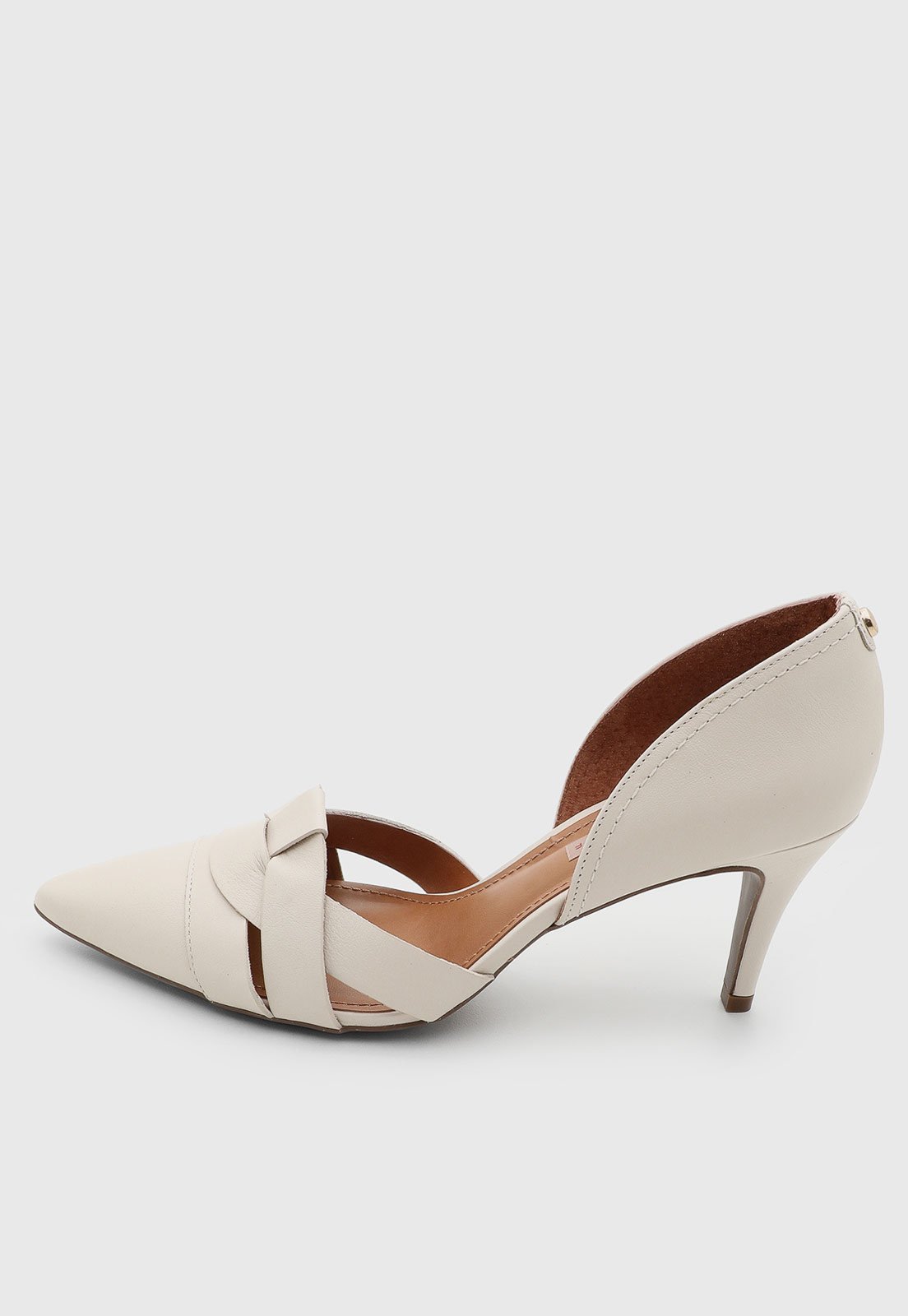 Scarpin Jorge Bischoff Couro Bico Fino Off-White