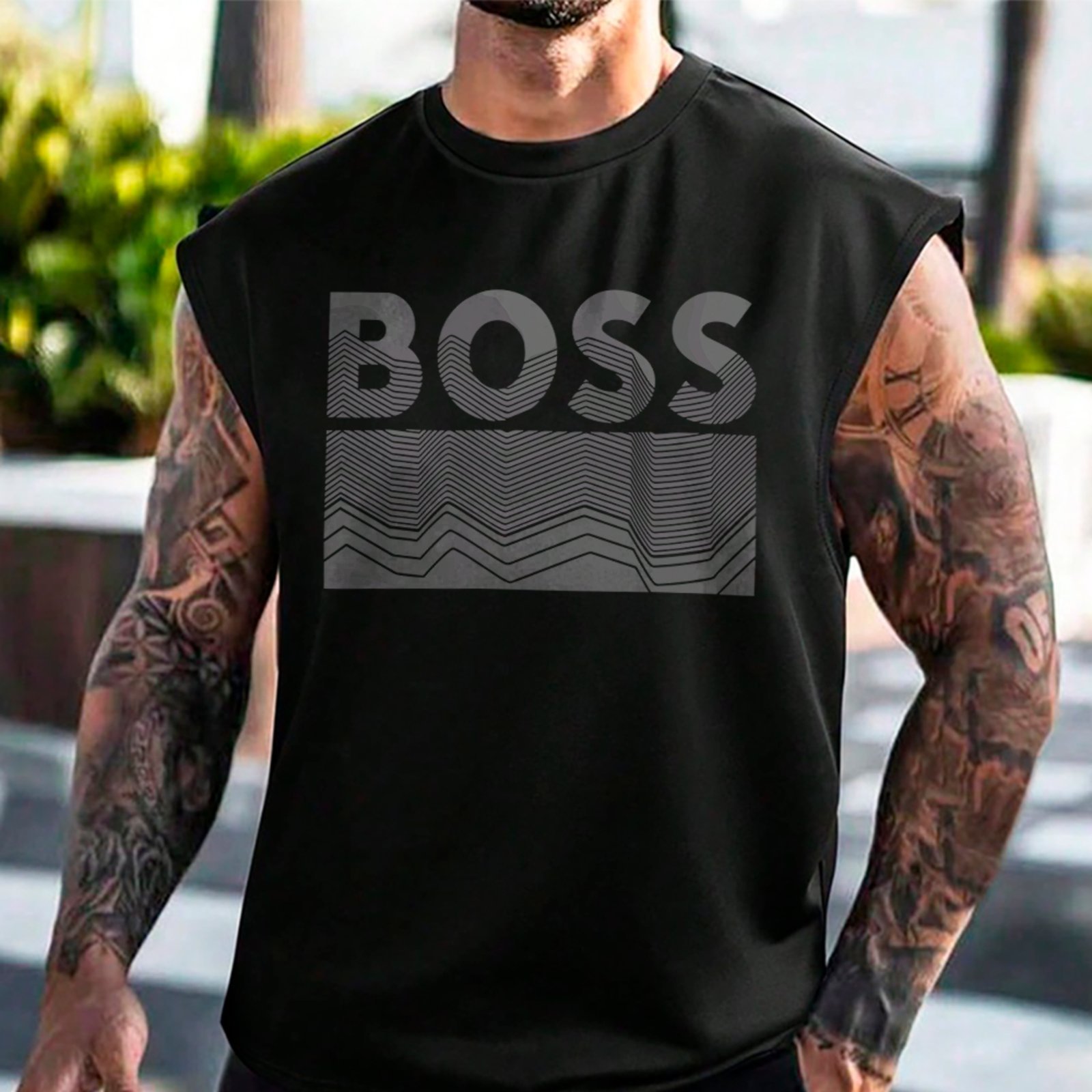Camiseta Regata Machão Boss Urban Street Style Fashion Premium Preto