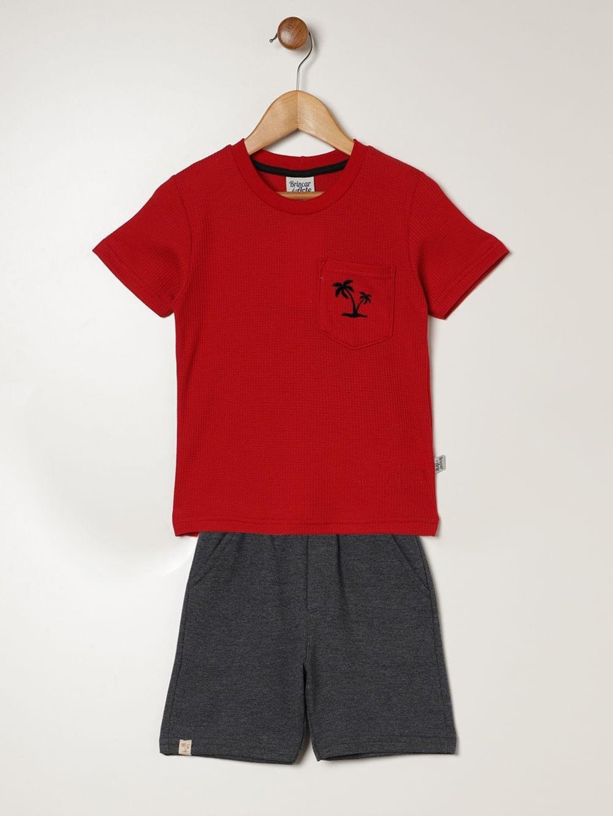 Infantil - Conjunto Moletinho Curto Para Menino - VERMELHO