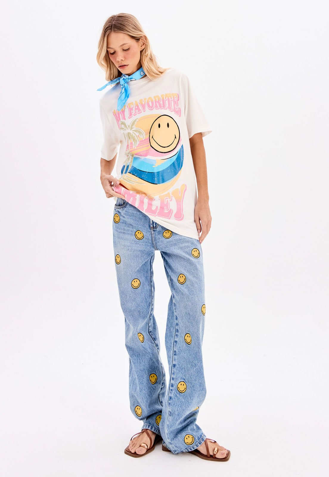 Vista 3 Camiseta My Favorite Oversized Alongada Branca My Favorite branco