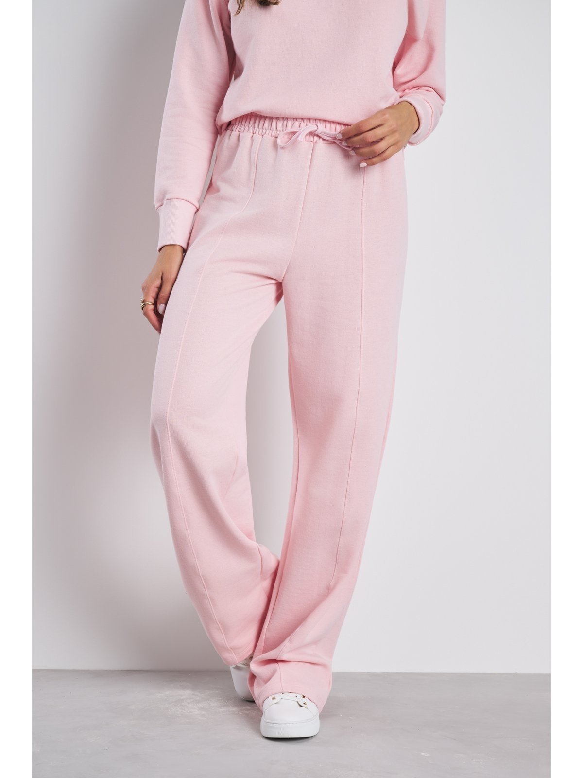 Calça Wide Leg Moletom Peluciado Feminino Rosa
